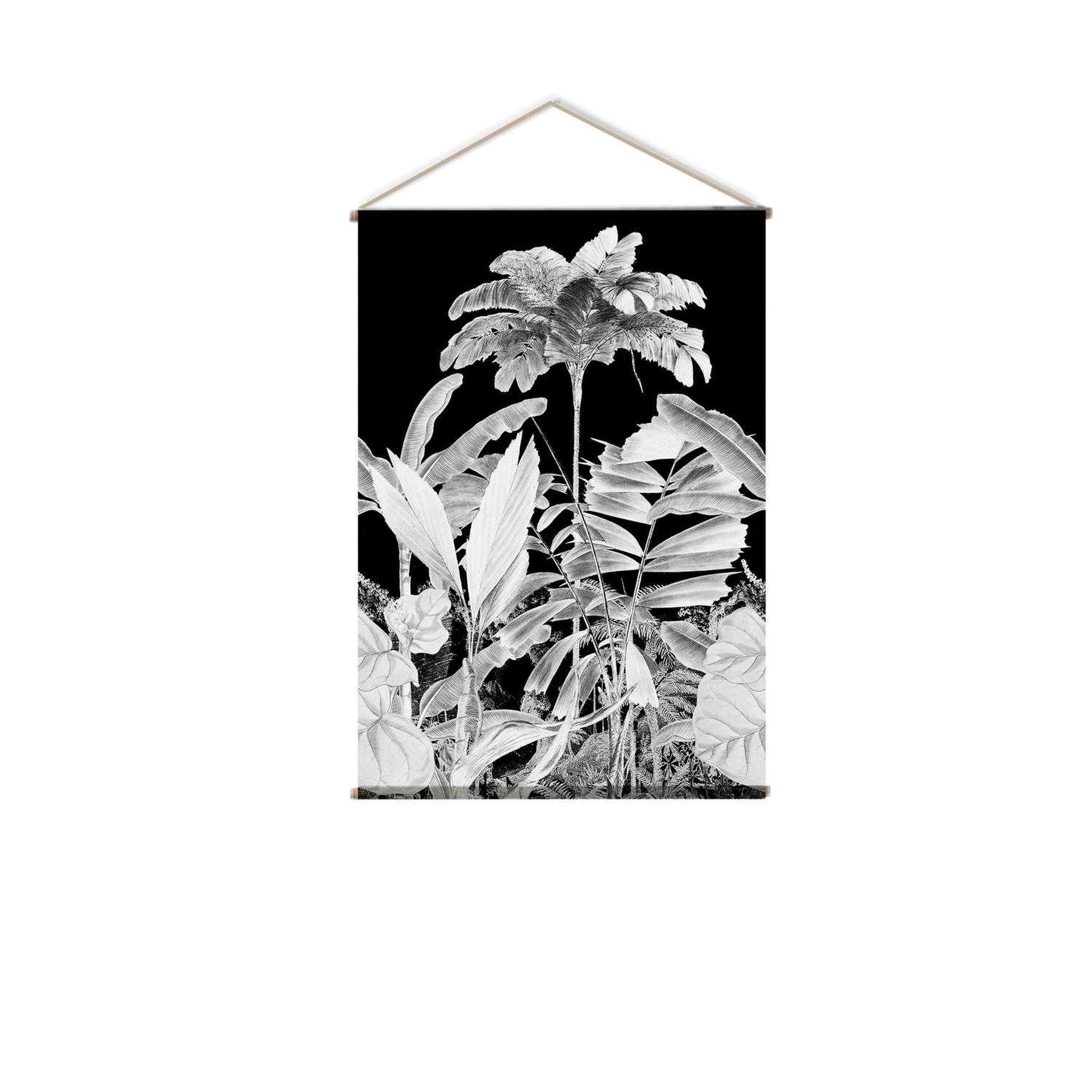 TOILINUX Toile murale imprimée palmier - 90 x 130 cm - noir et blanc