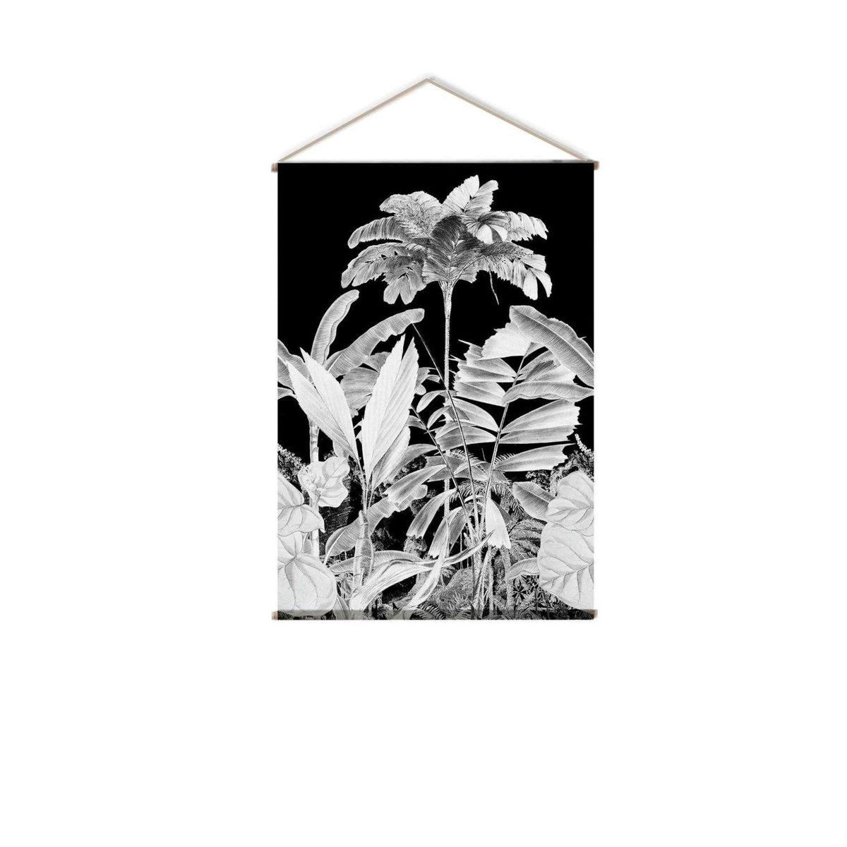TOILINUX Toile murale imprimée palmier - 90 x 130 cm - Noir et blanc