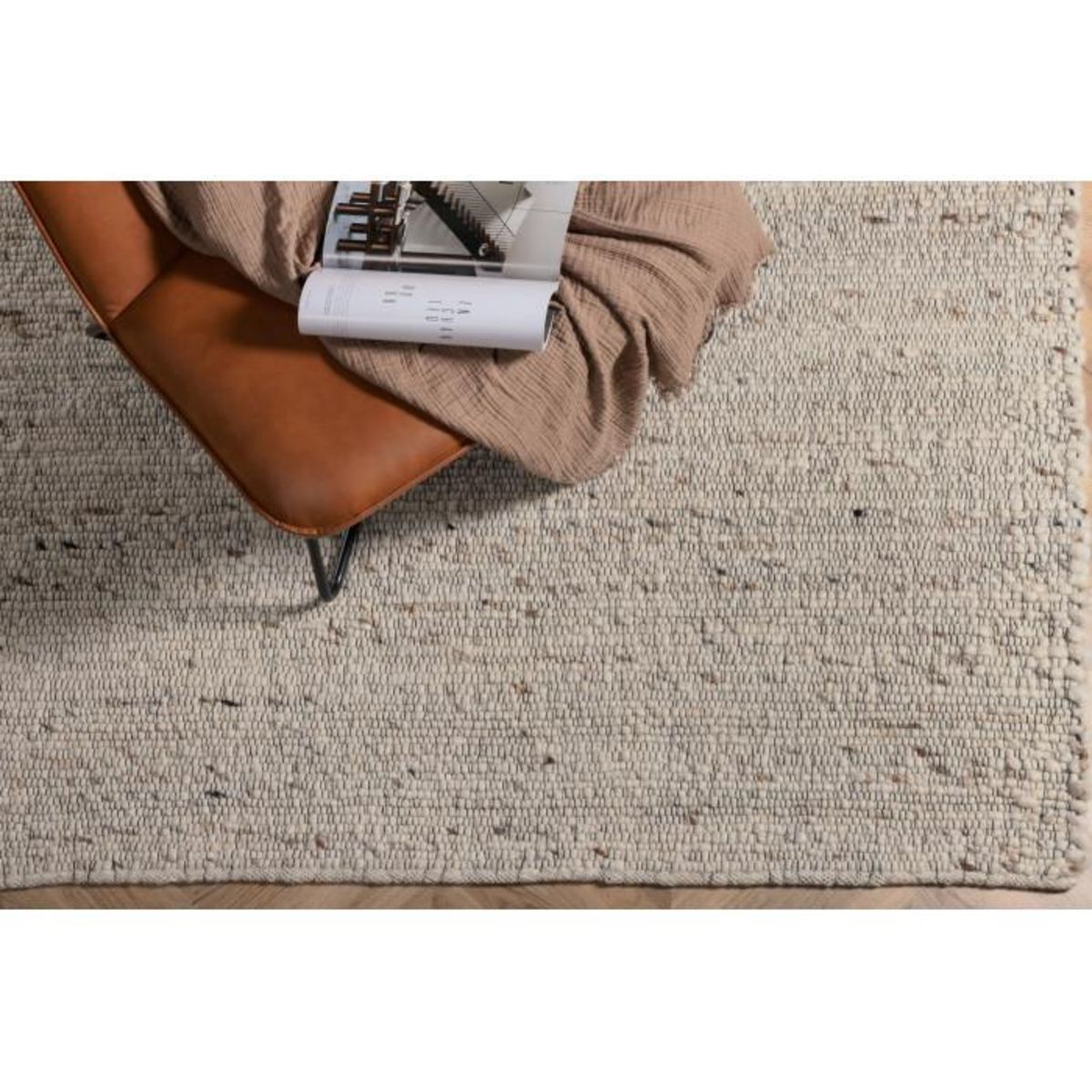 Paris Prix Tapis Déco en Laine  Loump  160x230cm Blanc & Beige