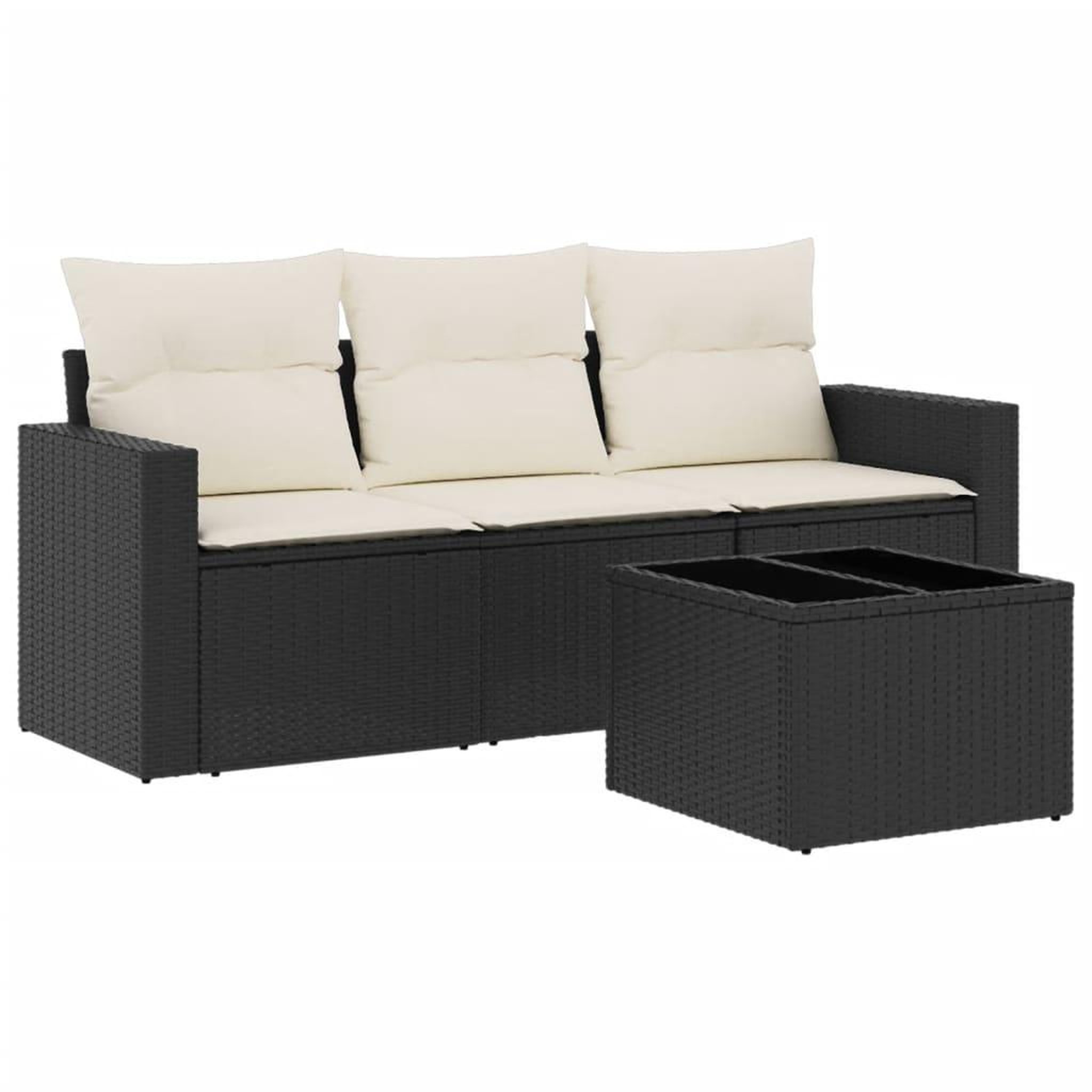 Voir la diapositive 2 : VIDAXL Salon de jardin 4 pcs avec coussins noir resine tressee
