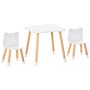 HOMCOM Ensemble table et chaises enfant design scandinave motif ourson bois pin MDF blanc