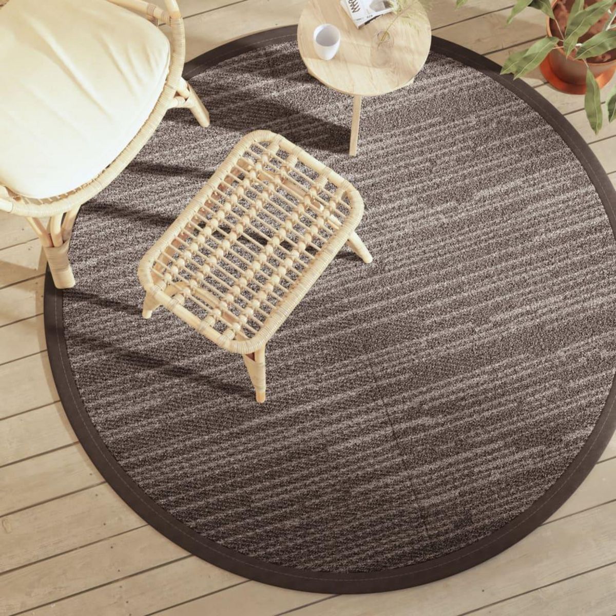 VIDAXL Tapis d'exterieur ARAKIL marron Ø160 cm PP