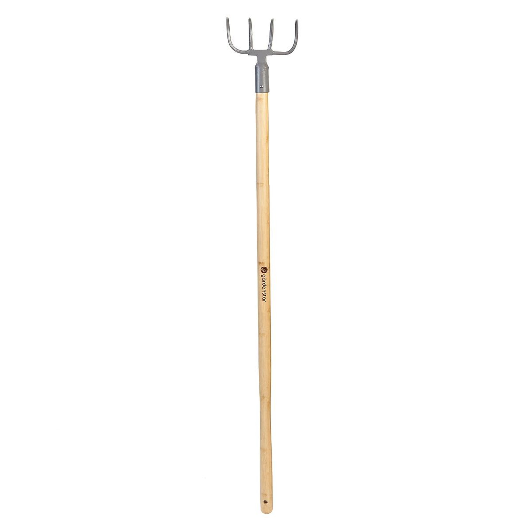 GARDENSTAR Croc à Fumier - 4 Dents - Manche Bois - 130Cm