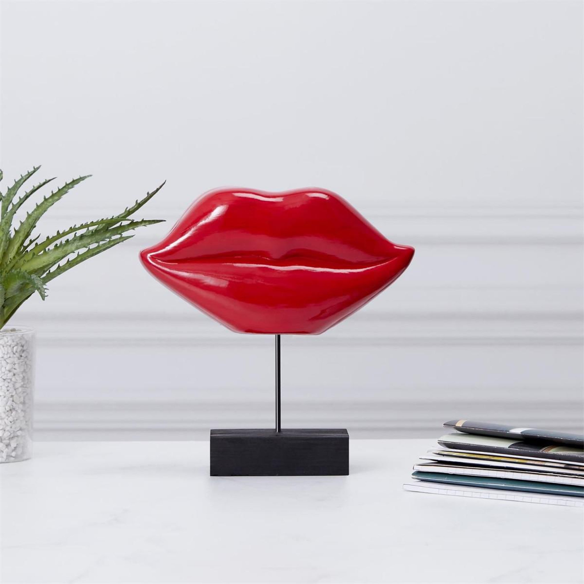 Voir la diapositive 3 : The Home Deco Factory Décoration à poser  bouche  19cm rouge & noir
