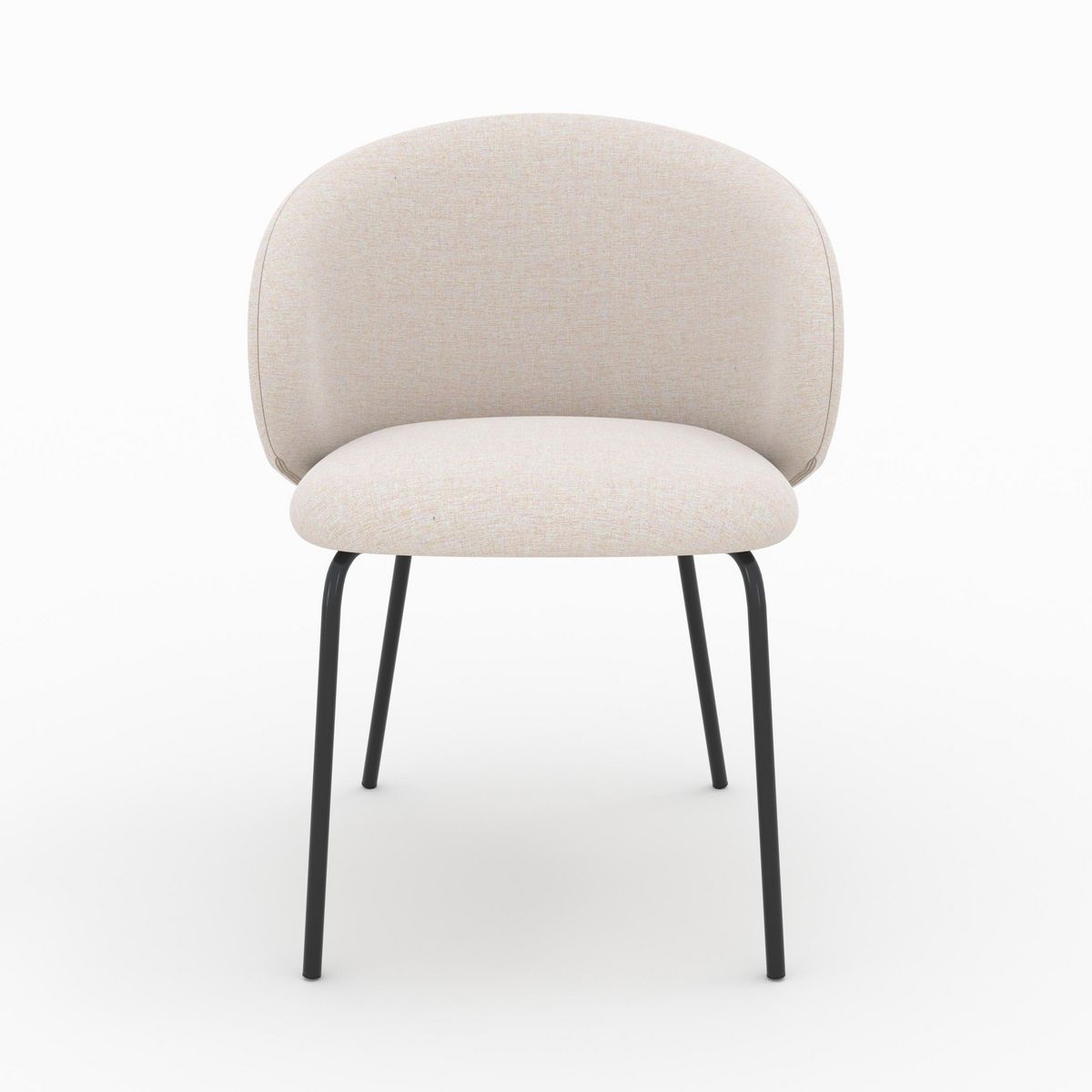 Rendez vous déco Lot de 2 chaises en tissu beige et pieds en métal noir - Victoria