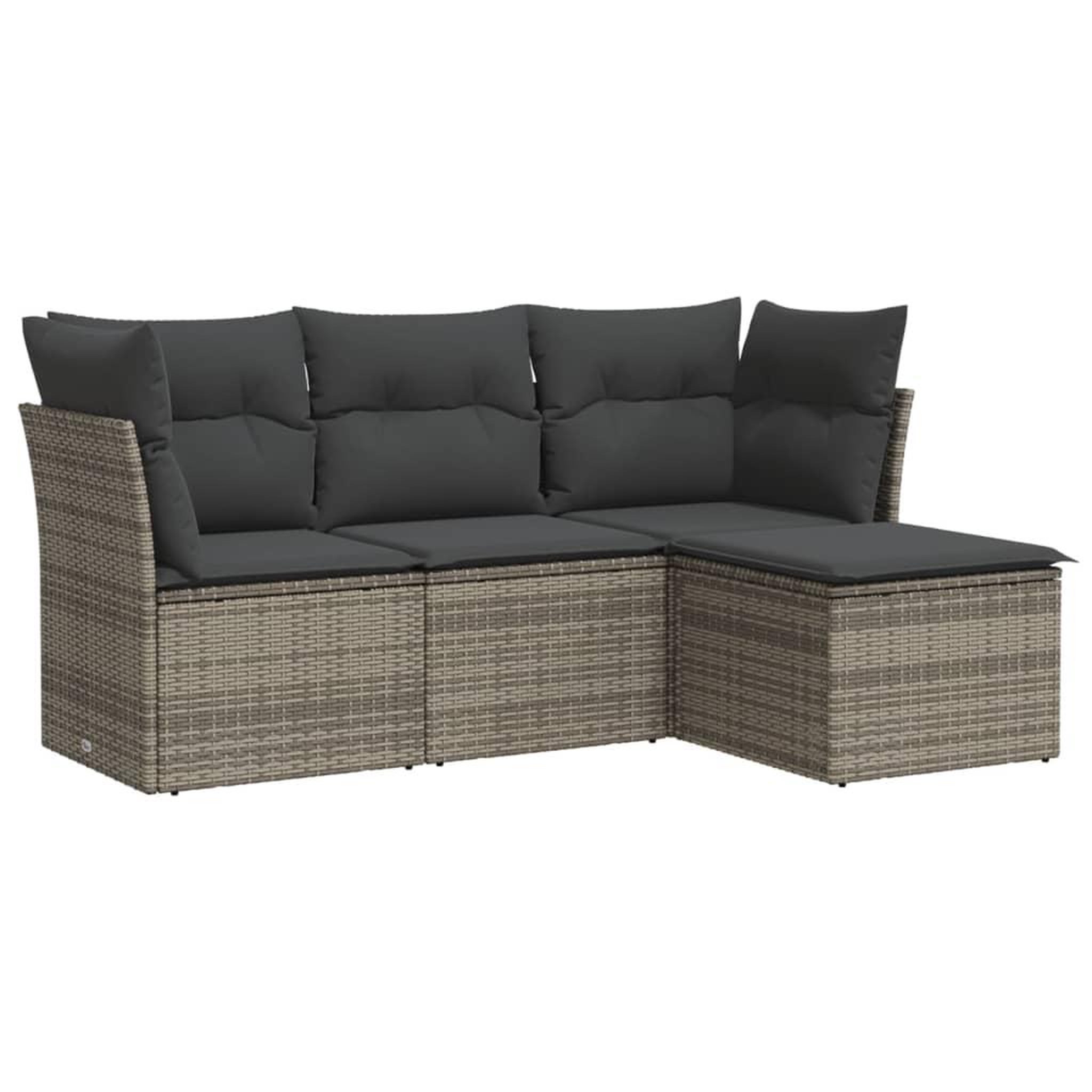 Voir la diapositive 2 : VIDAXL Salon de jardin 4 pcs avec coussins gris resine tressee