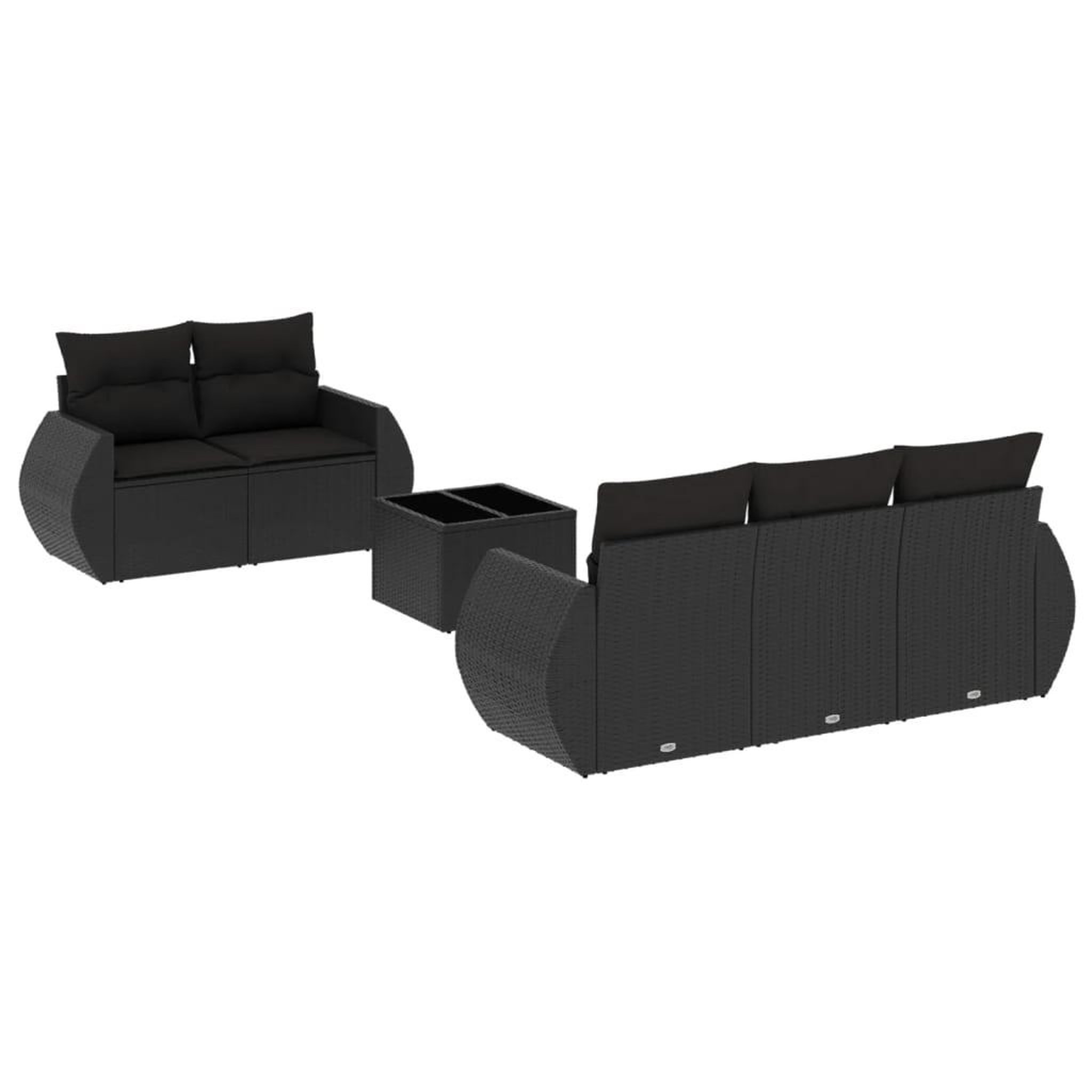Voir la diapositive 2 : VIDAXL Salon de jardin 6 pcs avec coussins noir resine tressee