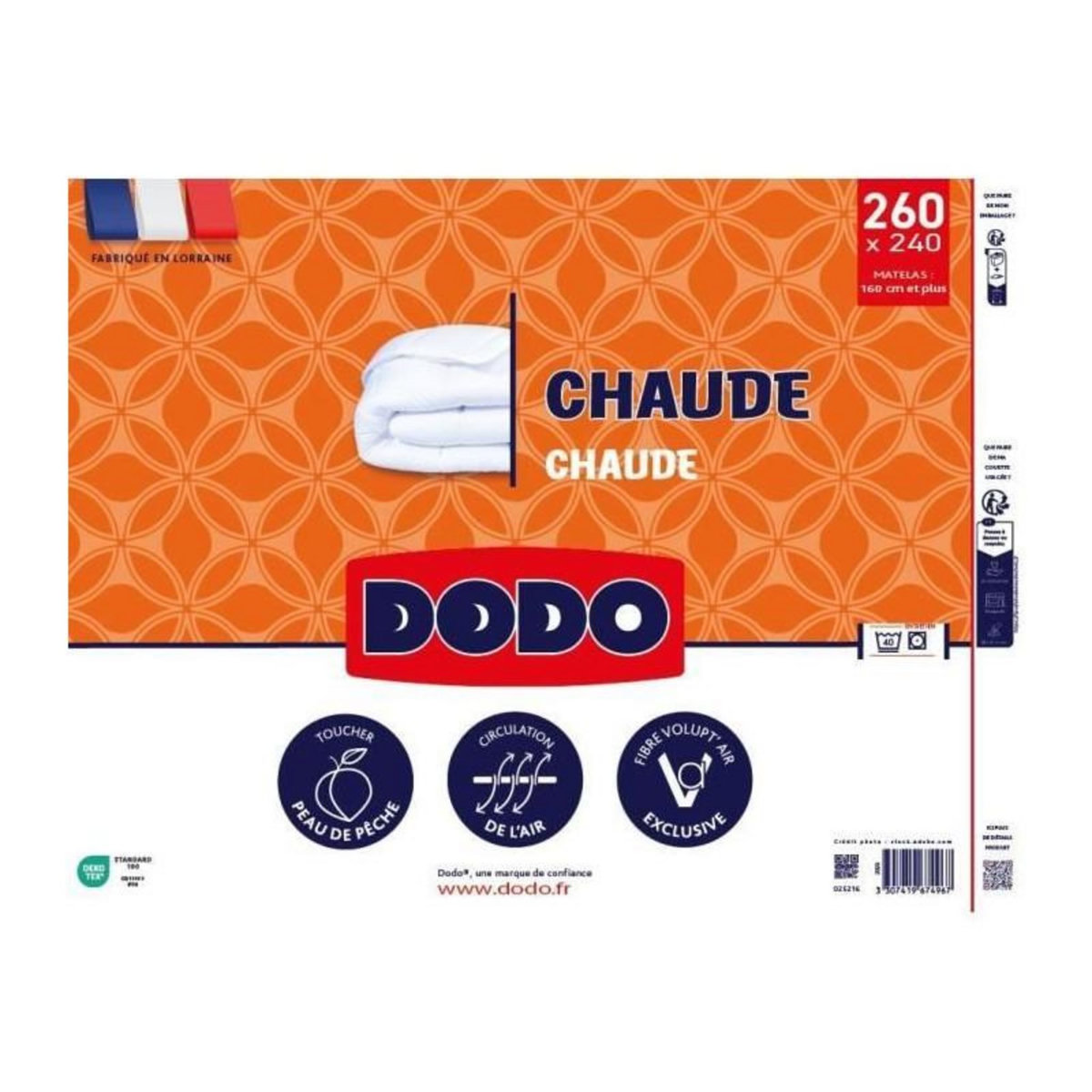 DODO Couette 240x260 cm - DODO - Chaude - Garnissage 100% volupt'air - Blanche