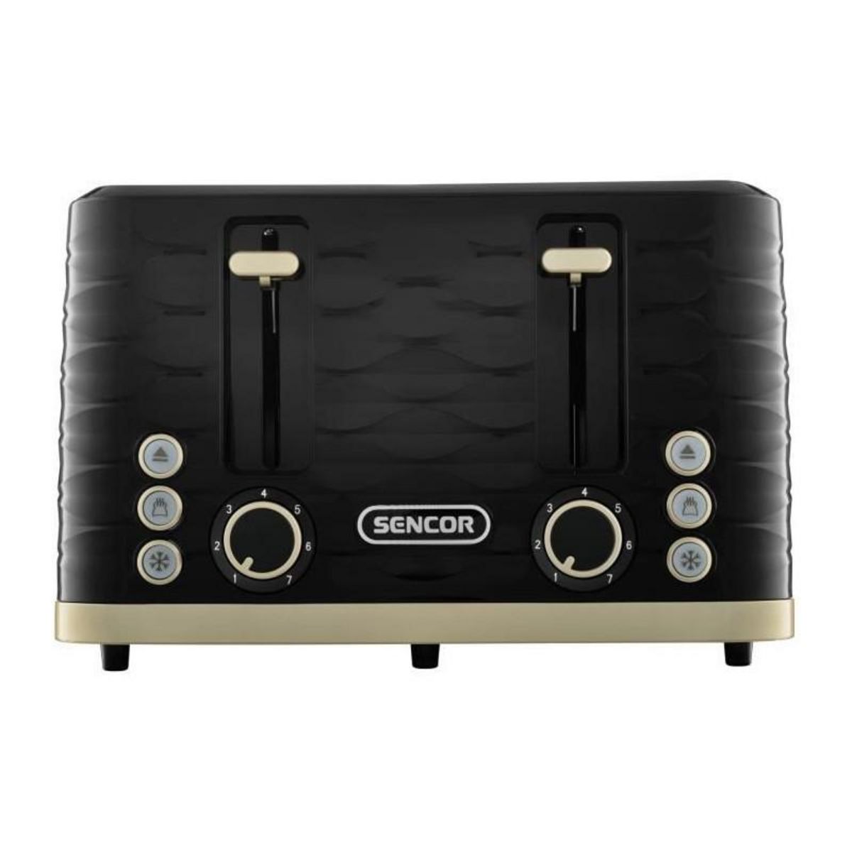 SENCO Grille-pain - SENCOR - STS 7551BK - 1600 W - 4 fentes - Noir / or