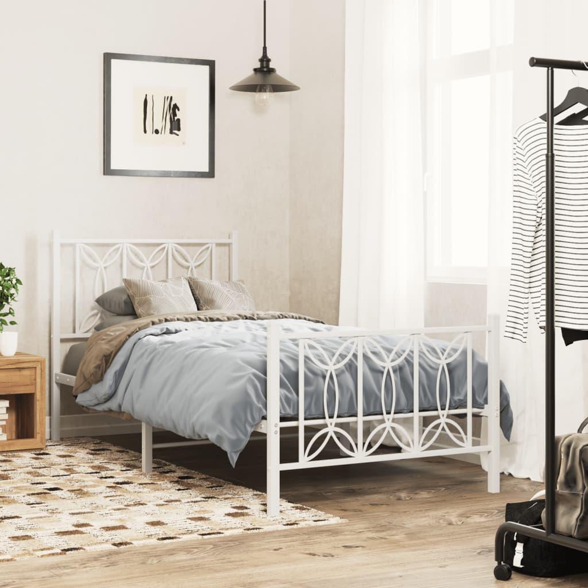 VIDAXL Cadre de lit metal sans matelas avec pied de lit blanc 80x200cm
