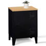 Voir la diapositive 1 : ID MARKET Table de chevet ESTER 1 porte métal noir plateau façon hêtre design industriel