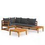Voir la diapositive 2 : VIDAXL Salon de jardin 4 pcs avec coussins gris fonce Bois d'acacia