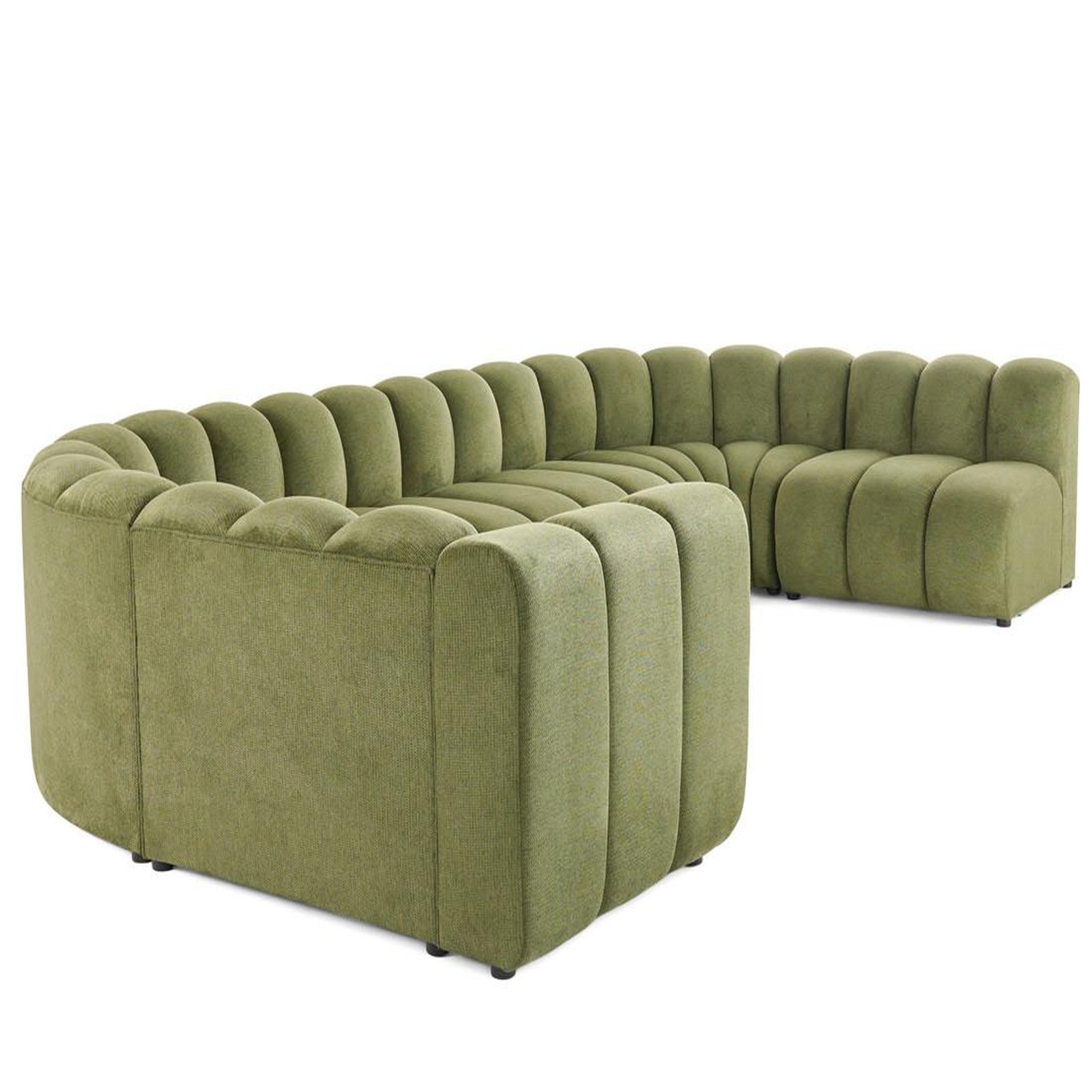 Voir la diapositive 5 : LISA DESIGN Debbie - canapé modulable panoramique d'angle droit 7 places en tissu texturé
