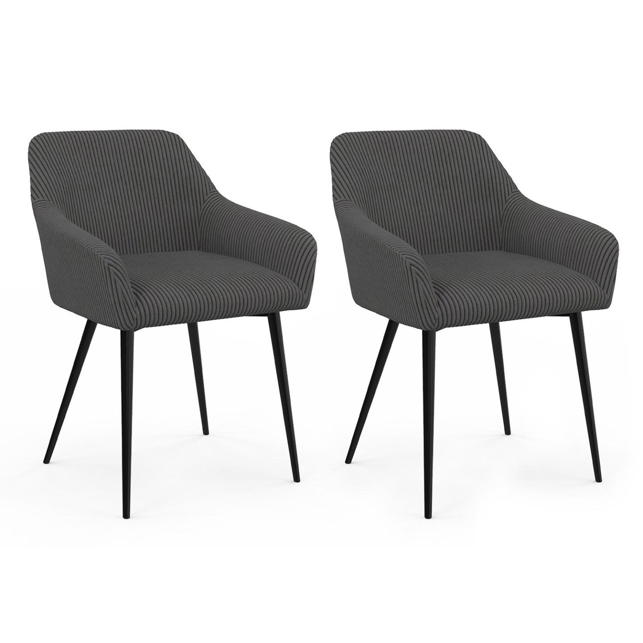 ID MARKET Lot de 2 chaises de salle à manger, fauteuils de table jany en velours côtelé gris