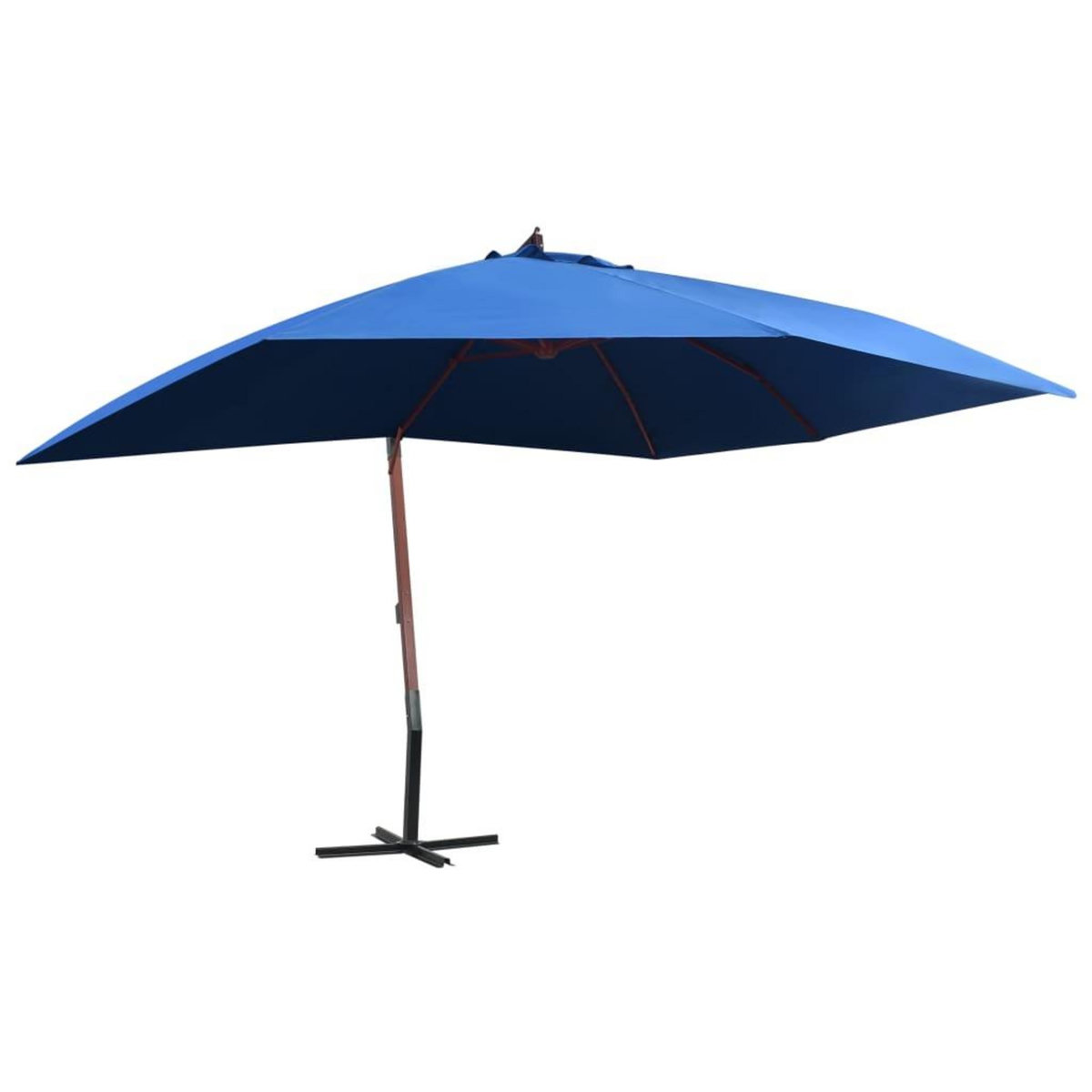 VIDAXL Parasol suspendu avec mat en bois 400x300 cm Bleu