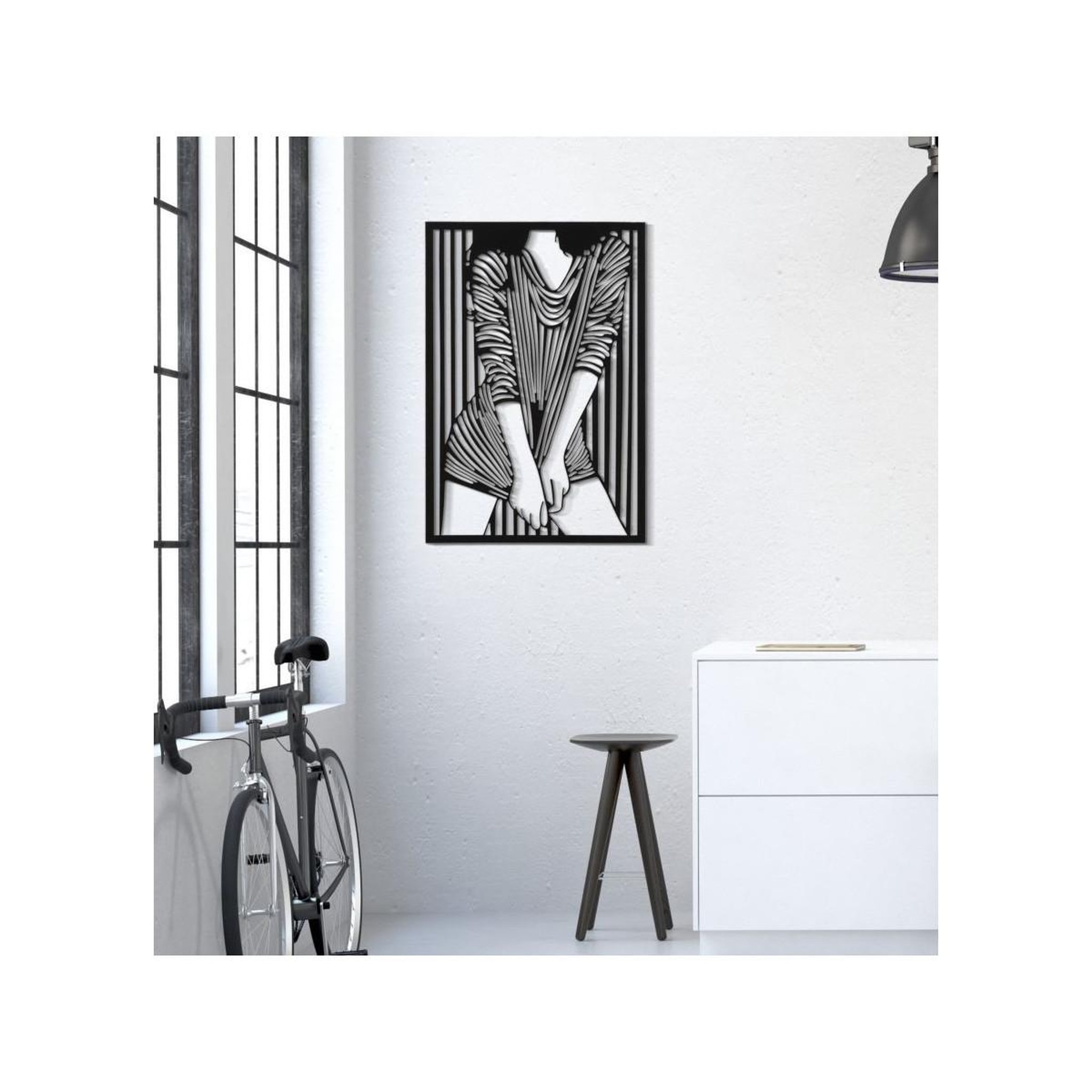 Voir la diapositive 5 : Paris Prix Décoration murale encadrée en métal  fashion  60cm noir