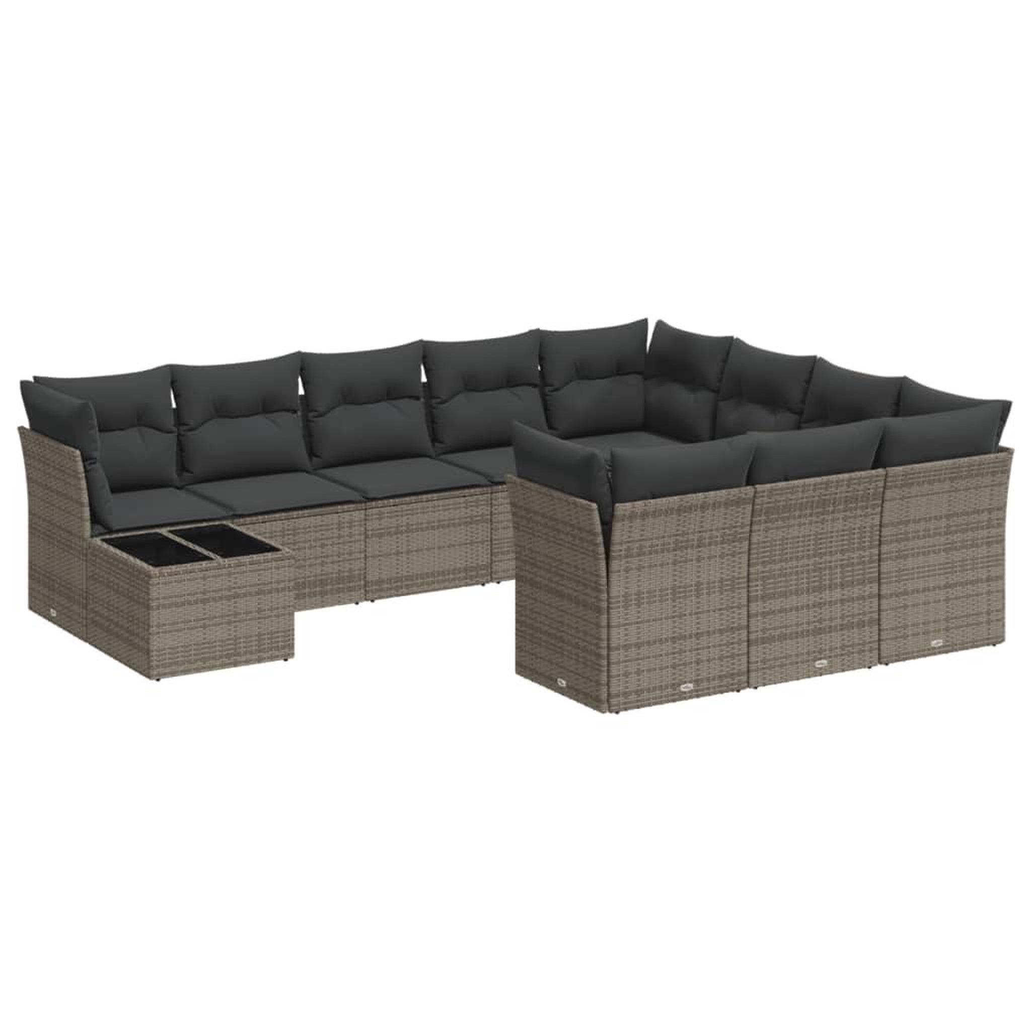 Voir la diapositive 2 : VIDAXL Salon de jardin 11 pcs avec coussins gris resine tressee