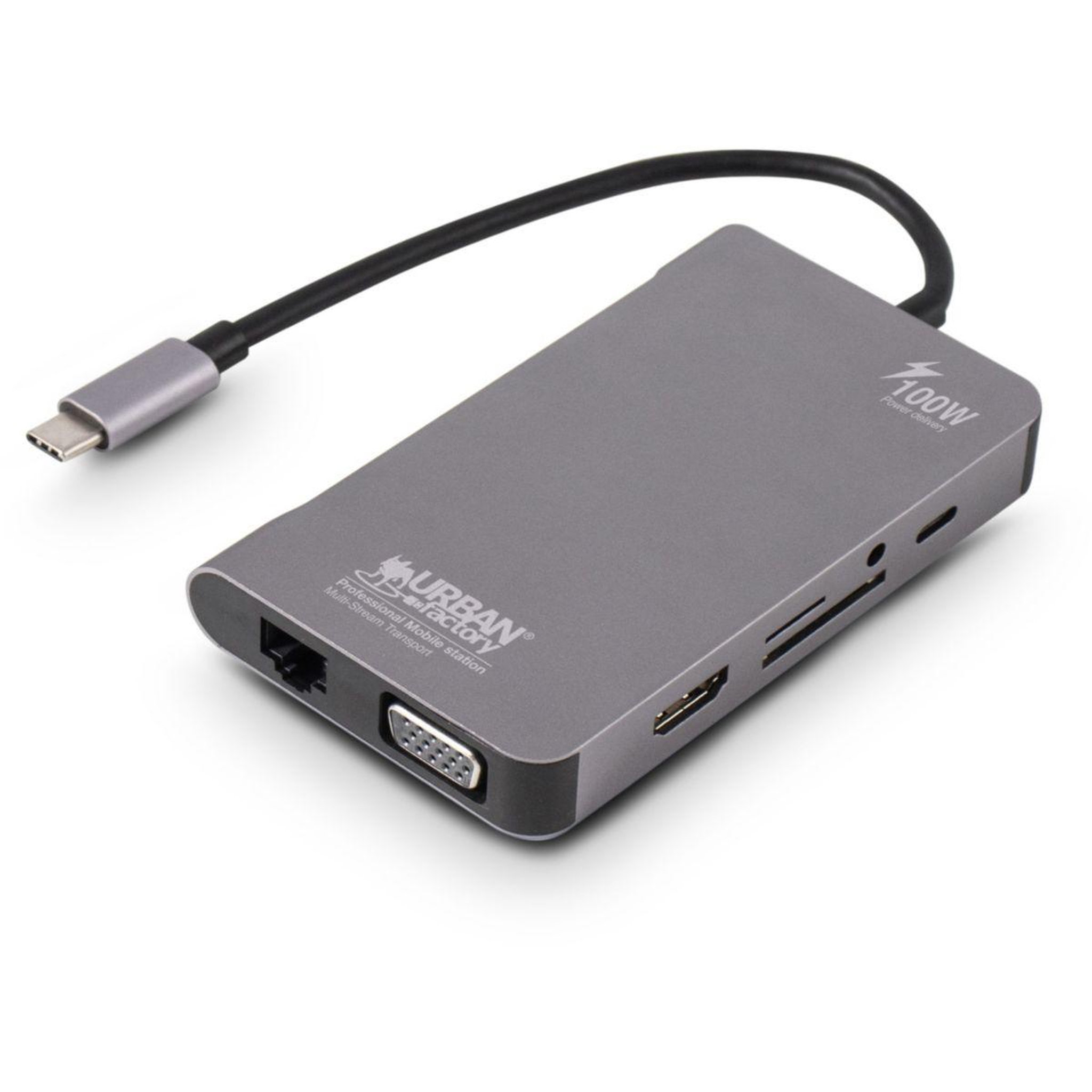 Voir la diapositive 2 : URBAN FACTORY Hub USB C USB-C/ multiports 10 en 1 power delivery