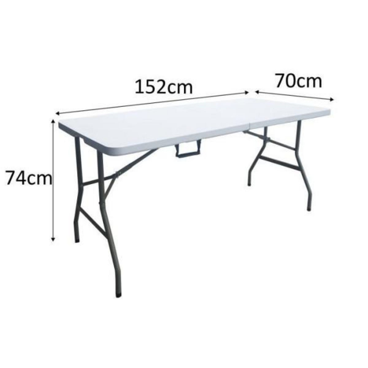 MARKET24 Table de réception pliante 6 personnes - 150 cm - Structure acier et plateau en polyéthylene PEHD - Blanc