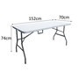 Voir la diapositive 3 : MARKET24 Table de réception pliante 6 personnes - 150 cm - Structure acier et plateau en polyéthylene PEHD - Blanc