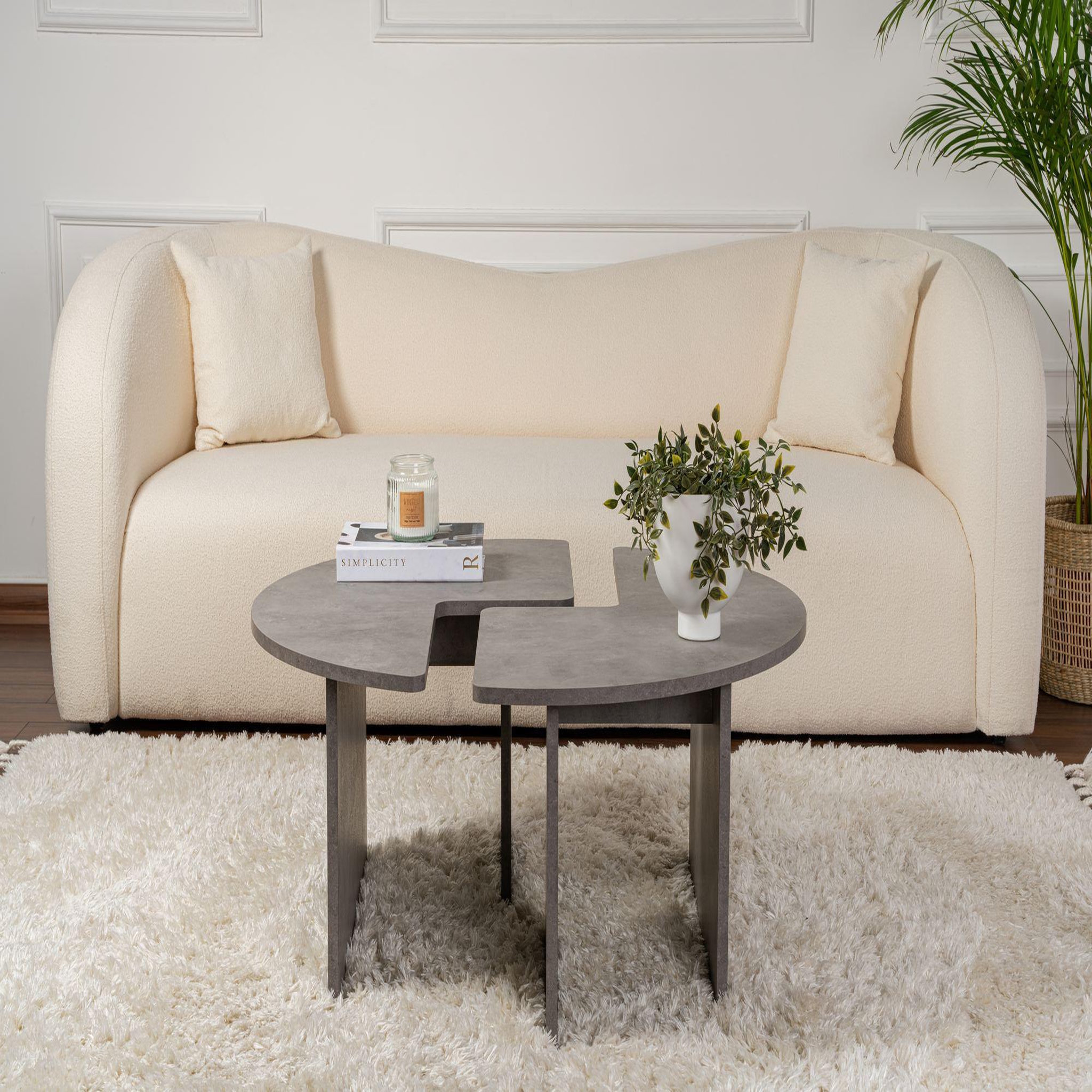 Voir la diapositive 3 : Habitat et Jardin Table basse en bois  moira  90 x 90 x 41 cm - gris béton
