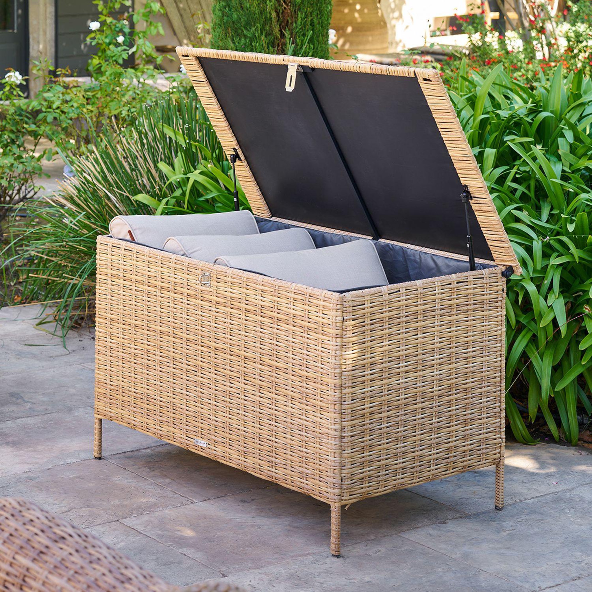 Voir la diapositive 2 : HESPERIDE Coffre rangement de jardin bayana - 300 l - marron