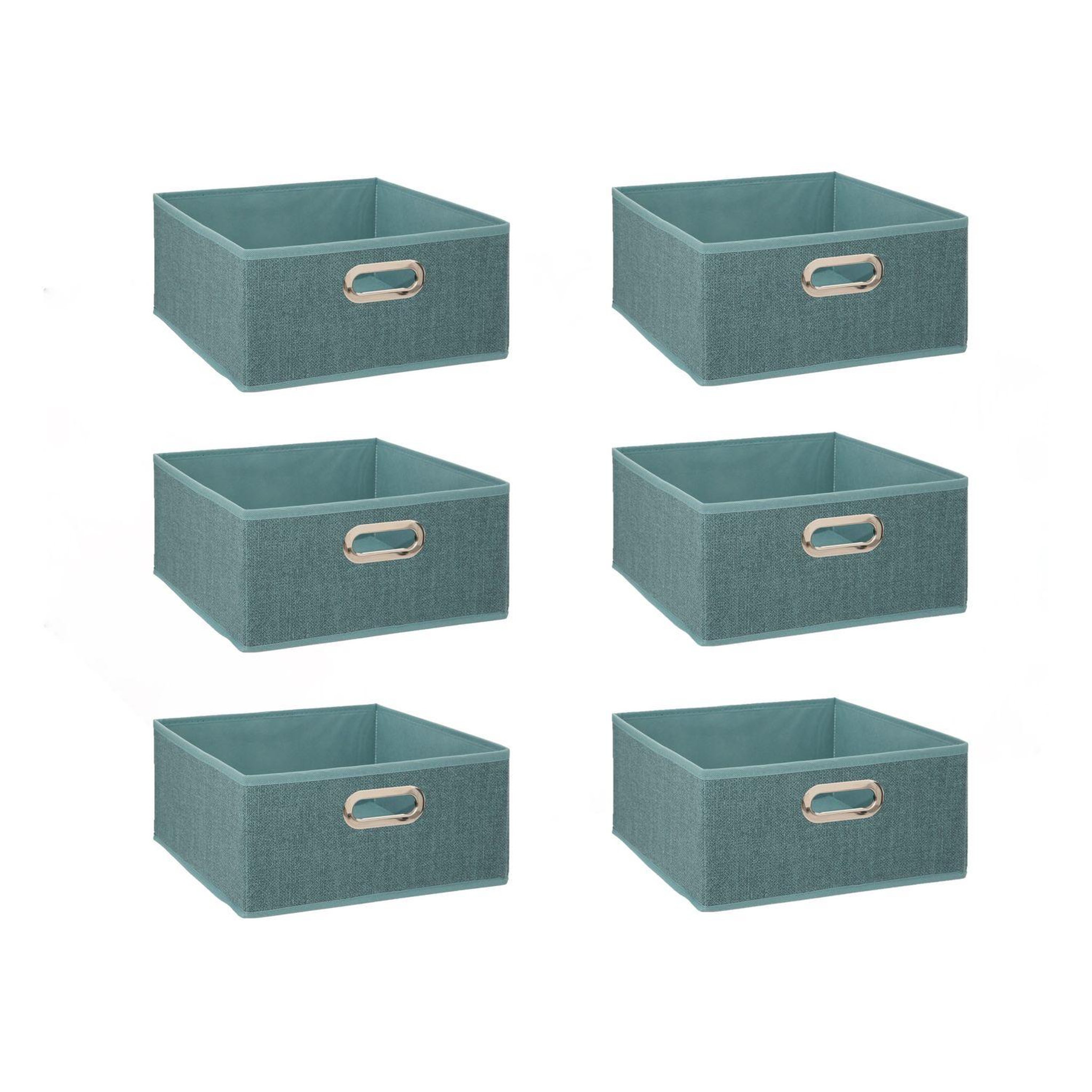 TOILINUX Lot de 6 boites de rangement rectangulaires en tissu mix'n modul. Coloris disponibles : Rouge, Jaune, Bleu