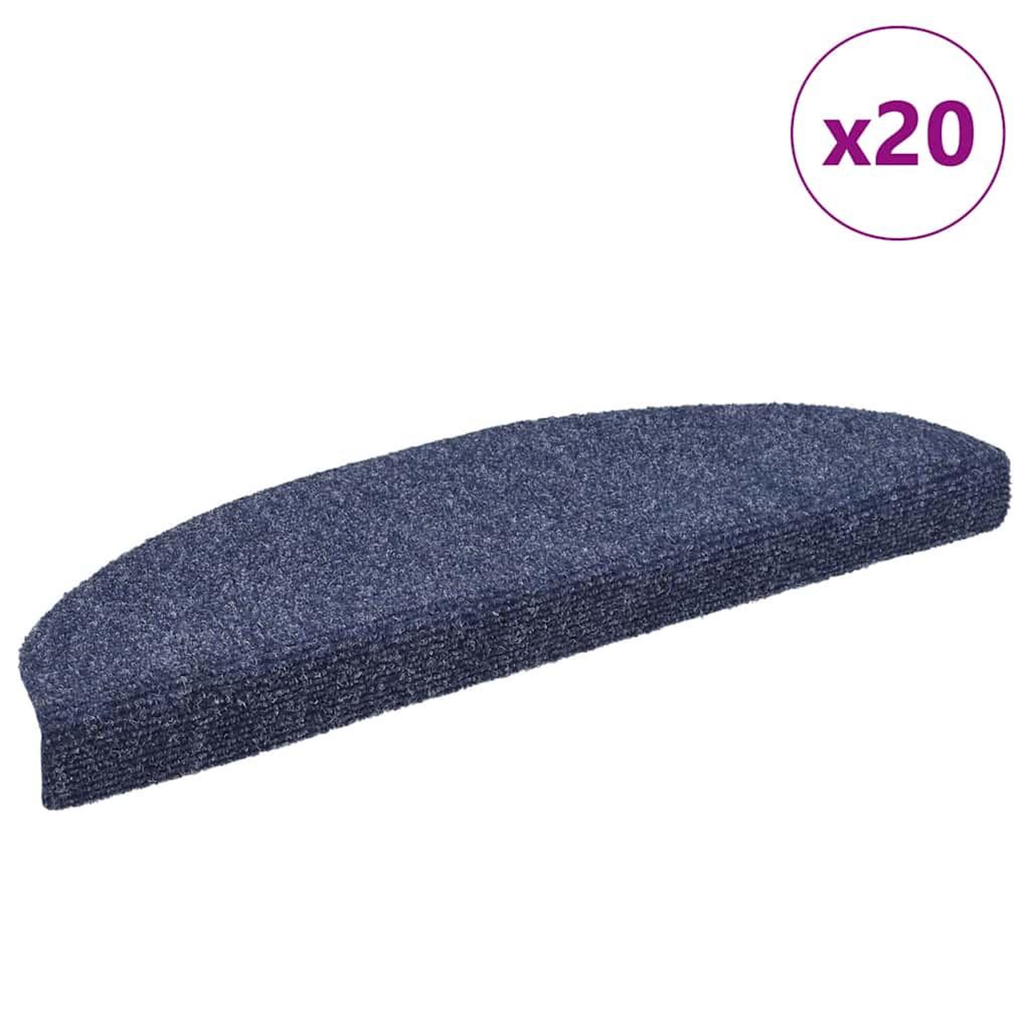 VIDAXL Tapis d'escalier autocollant 20 pcs bleu 65x21x4 cm