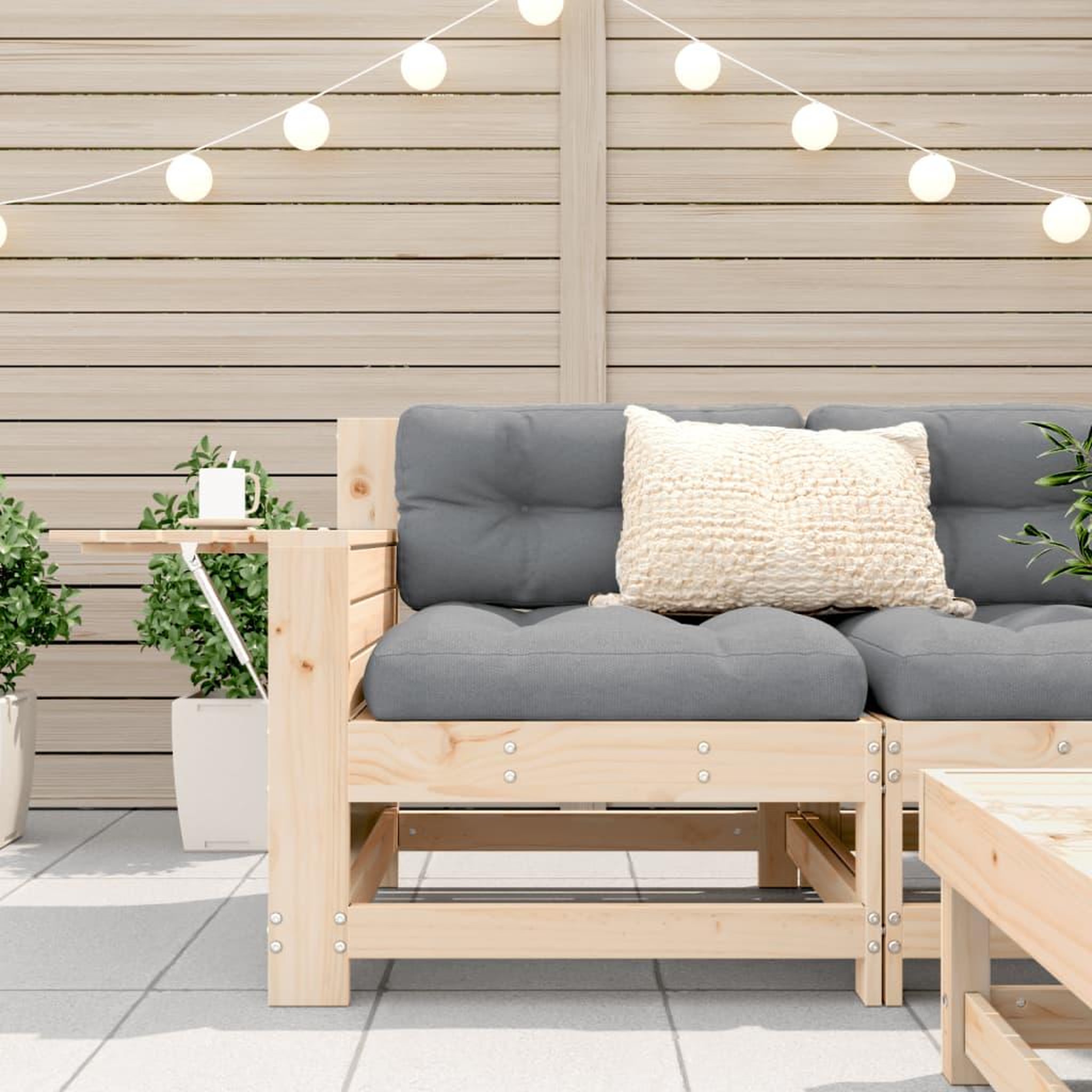 Voir la diapositive 3 : VIDAXL Canape de jardin accoudoir avec coussin bois massif de pin