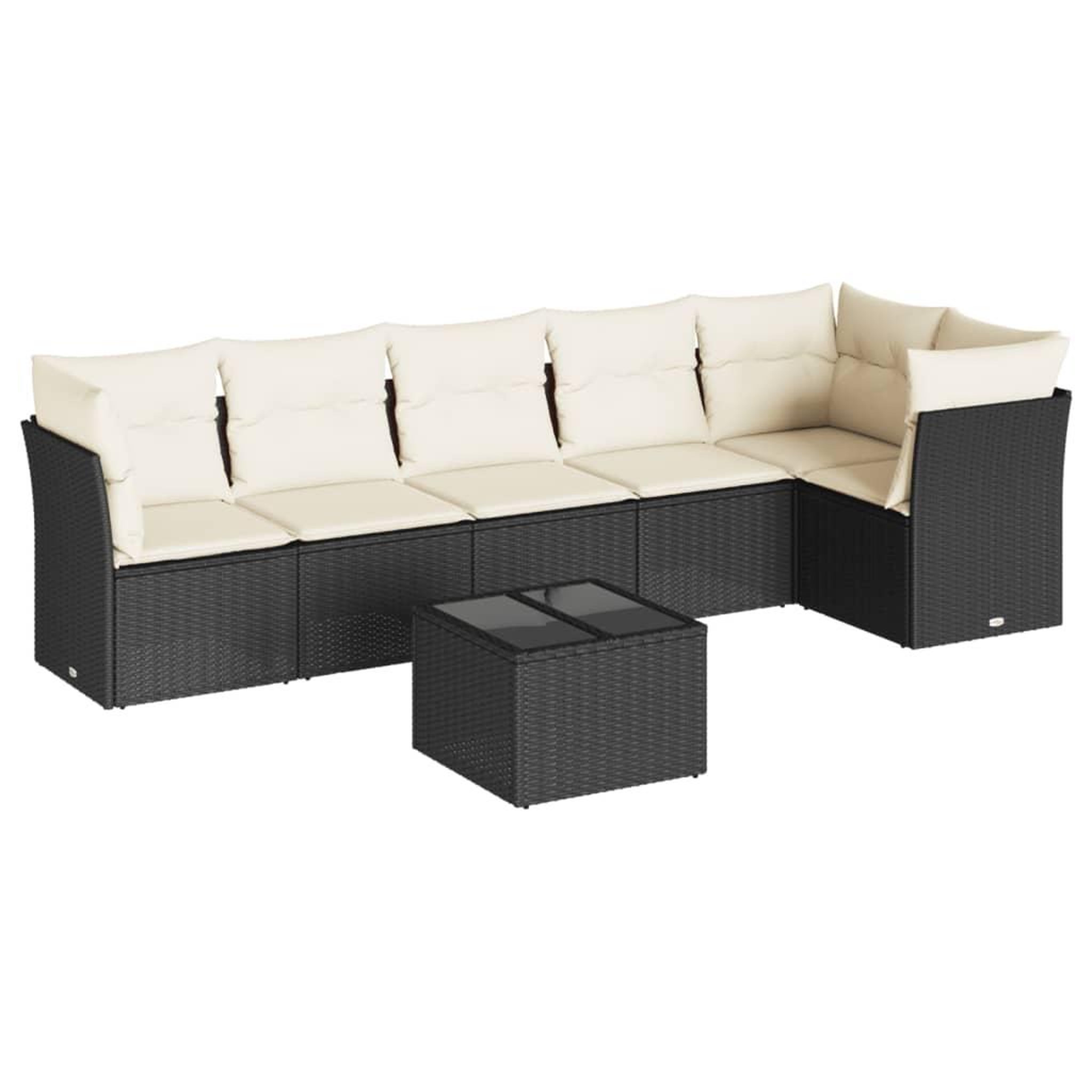 Voir la diapositive 2 : VIDAXL Salon de jardin 7 pcs avec coussins noir resine tressee