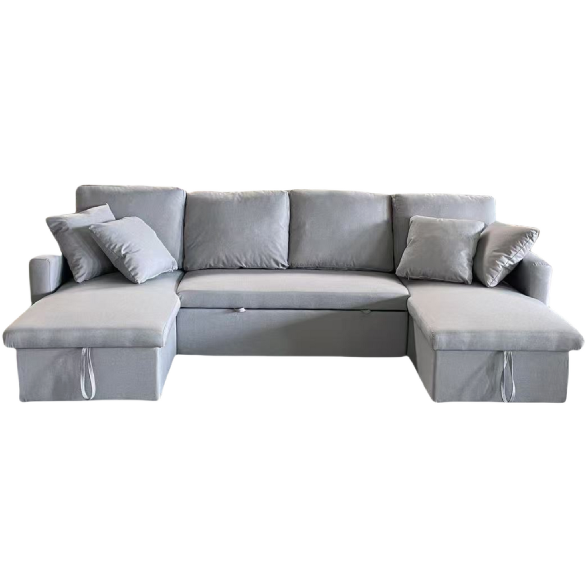 CONCEPT USINE Canapé panoramique convertible 4 places en tissu avec coffre - gris clair mahé