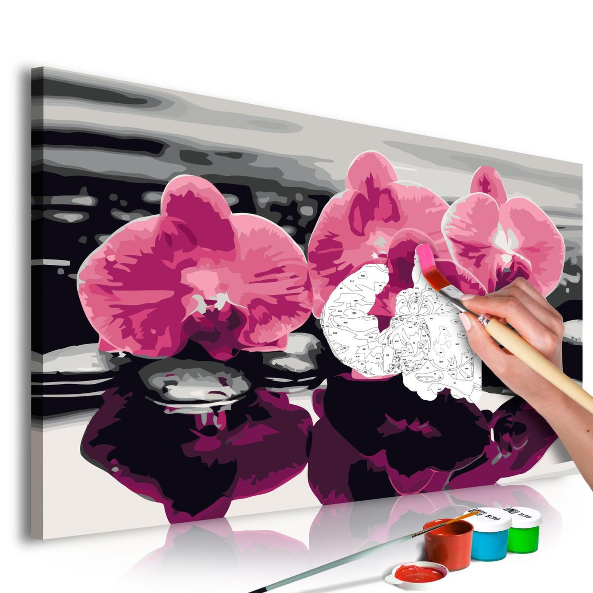 Voir la diapositive 1 : Paris Prix Tableau à peindre soi-même  trois orchidées  40x60cm
