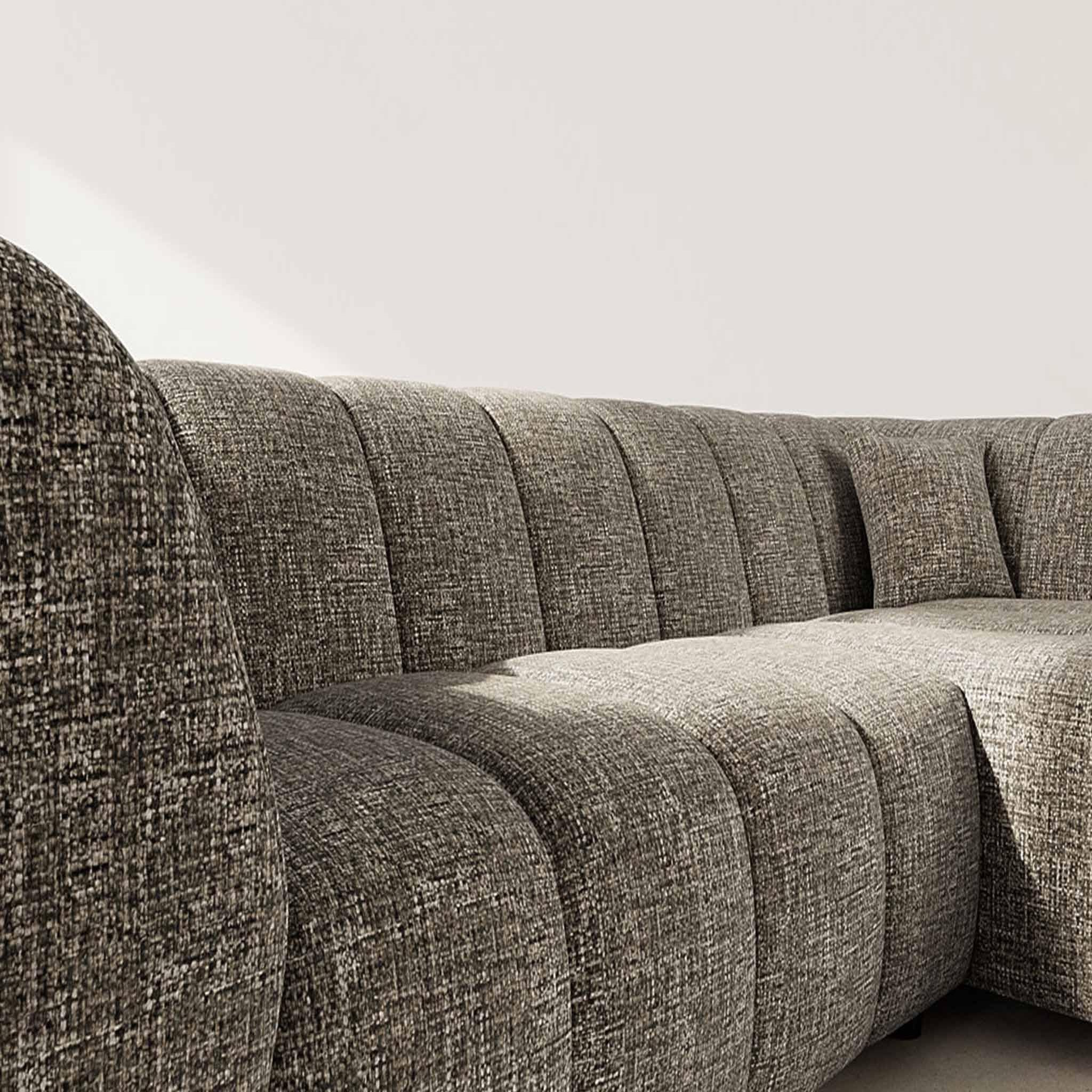Voir la diapositive 4 : LISA DESIGN Curtis - canapé d'angle droit 4 places avec accoudoir en tissu texturé