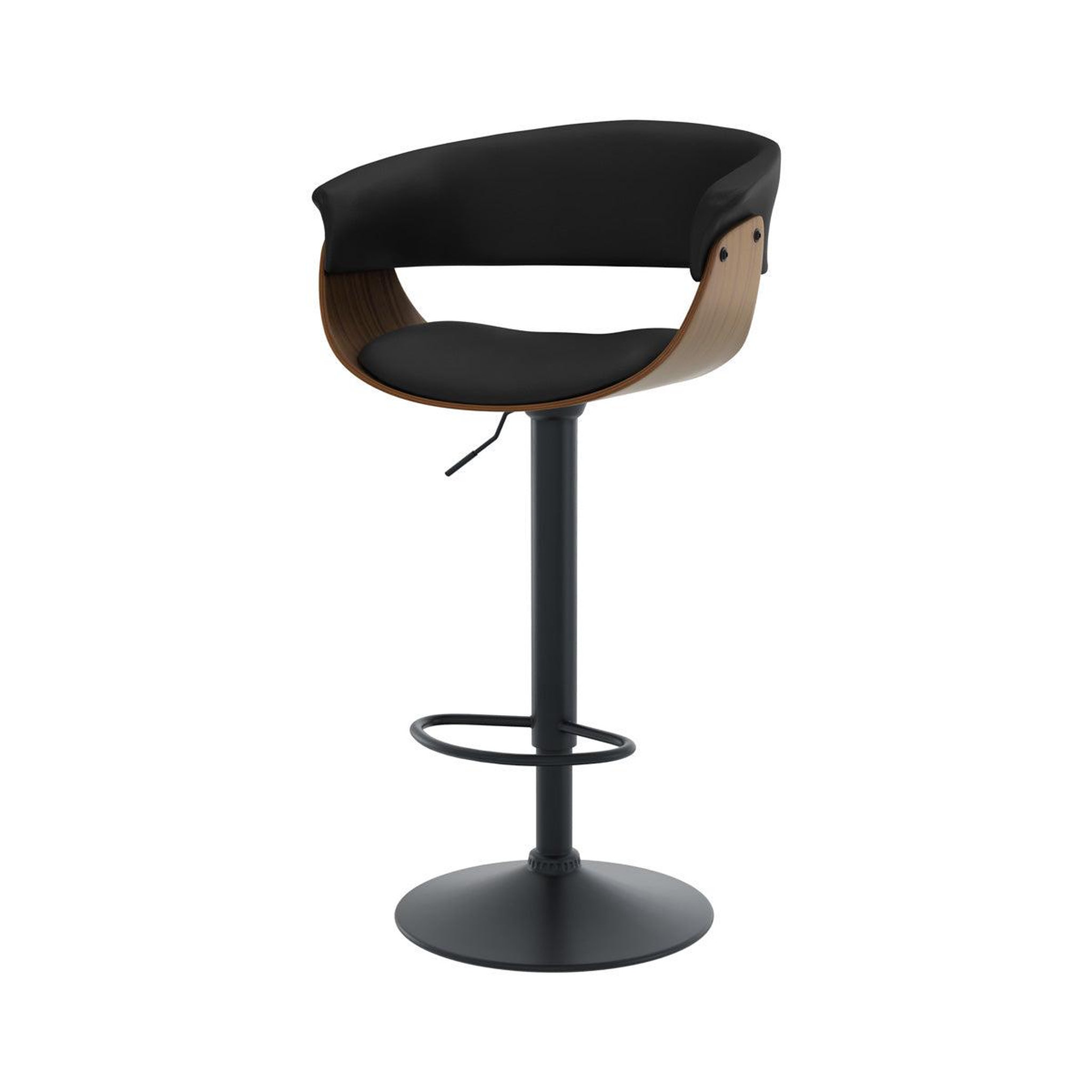 MAISON PAVANE Chaise de bar réglable et pivotante 59/81 cm en cuir synthétique noir-basile