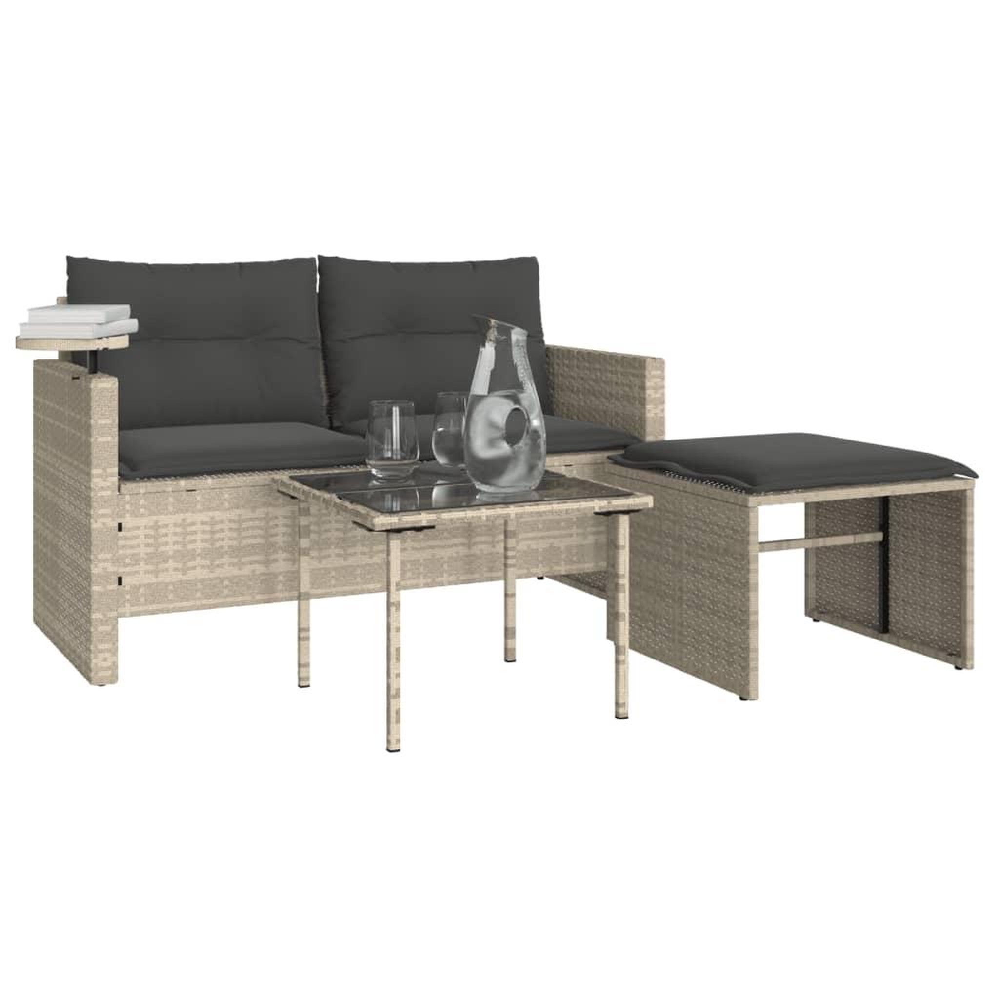 Voir la diapositive 4 : VIDAXL Salon de jardin avec coussins 3 pcs gris clair resine tressee