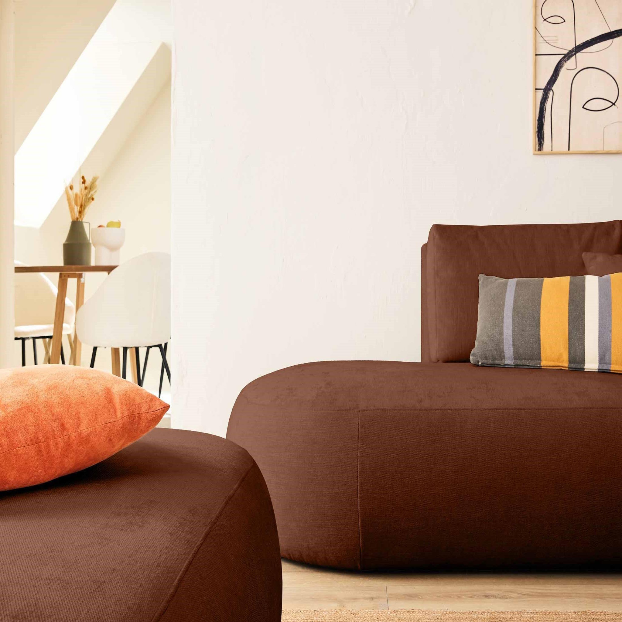 Voir la diapositive 2 : LISA DESIGN Santorini - canapé modulable d'angle droit + pouf - 4 places - en tissu texturé