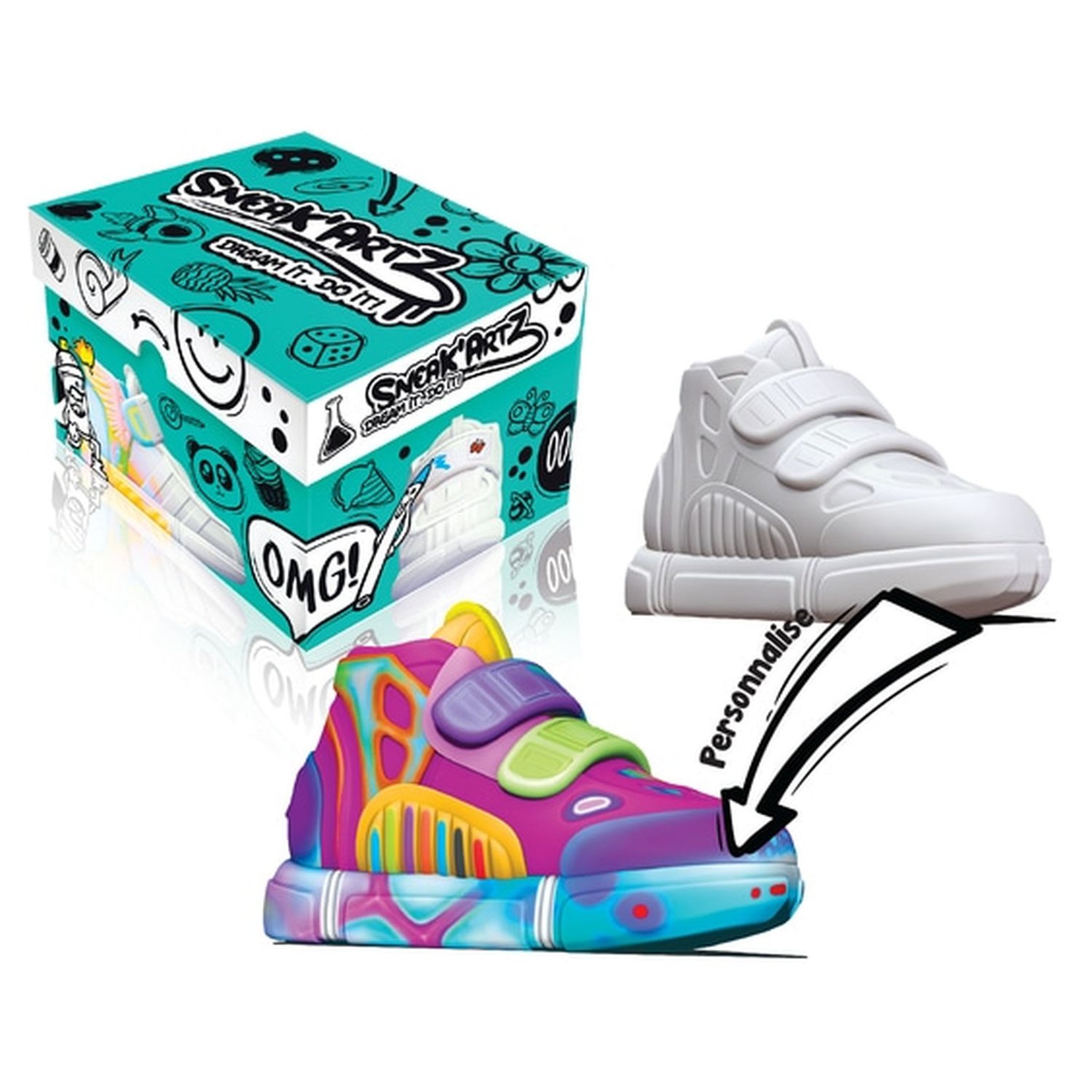 Voir la diapositive 2 : SPLASH TOYS Boîte de création Sneak'Artz Shoebox
