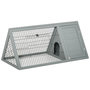 Voir la diapositive 1 : PAWHUT Clapier triangulaire de sol enclos extérieur niche double porte dim. 116L x 62l x 52,5H cm métal bois sapin gris