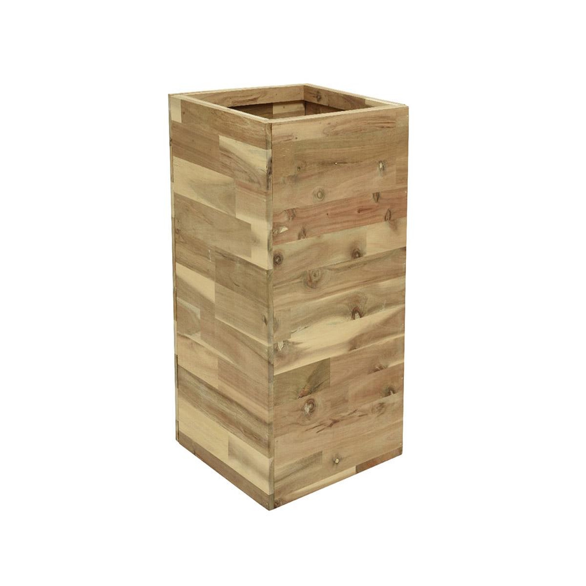 Voir la diapositive 2 : JARDIDECO Lot de deux cache-pots carrés en bois d'acacia - Jardideco