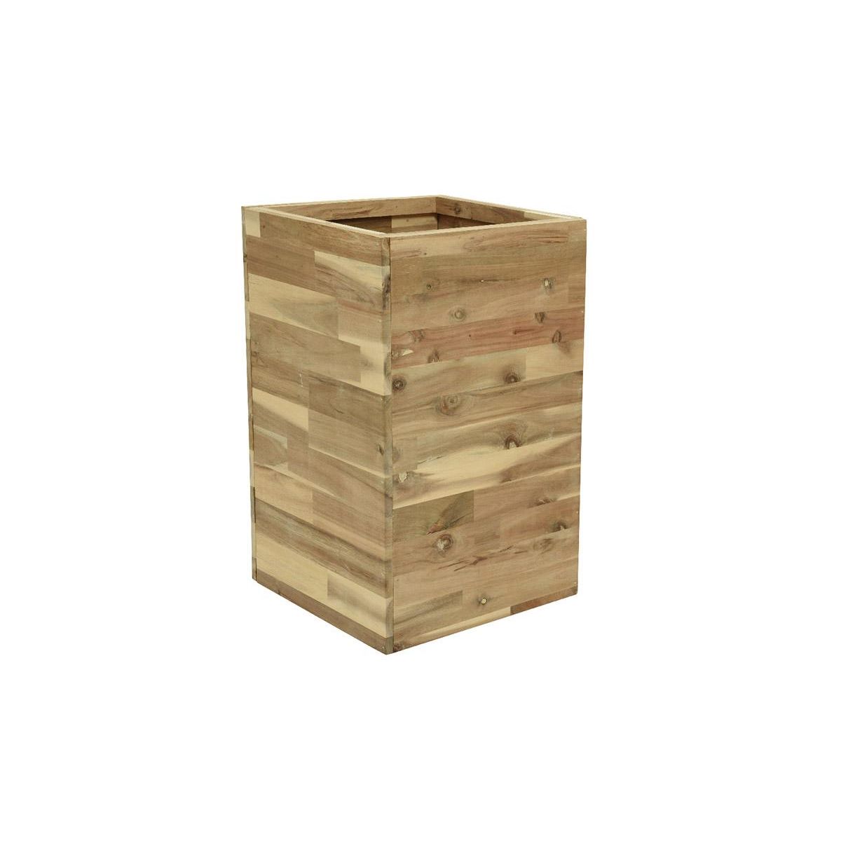 JARDIDECO Lot de deux cache-pots carrés en bois d'acacia - Jardideco