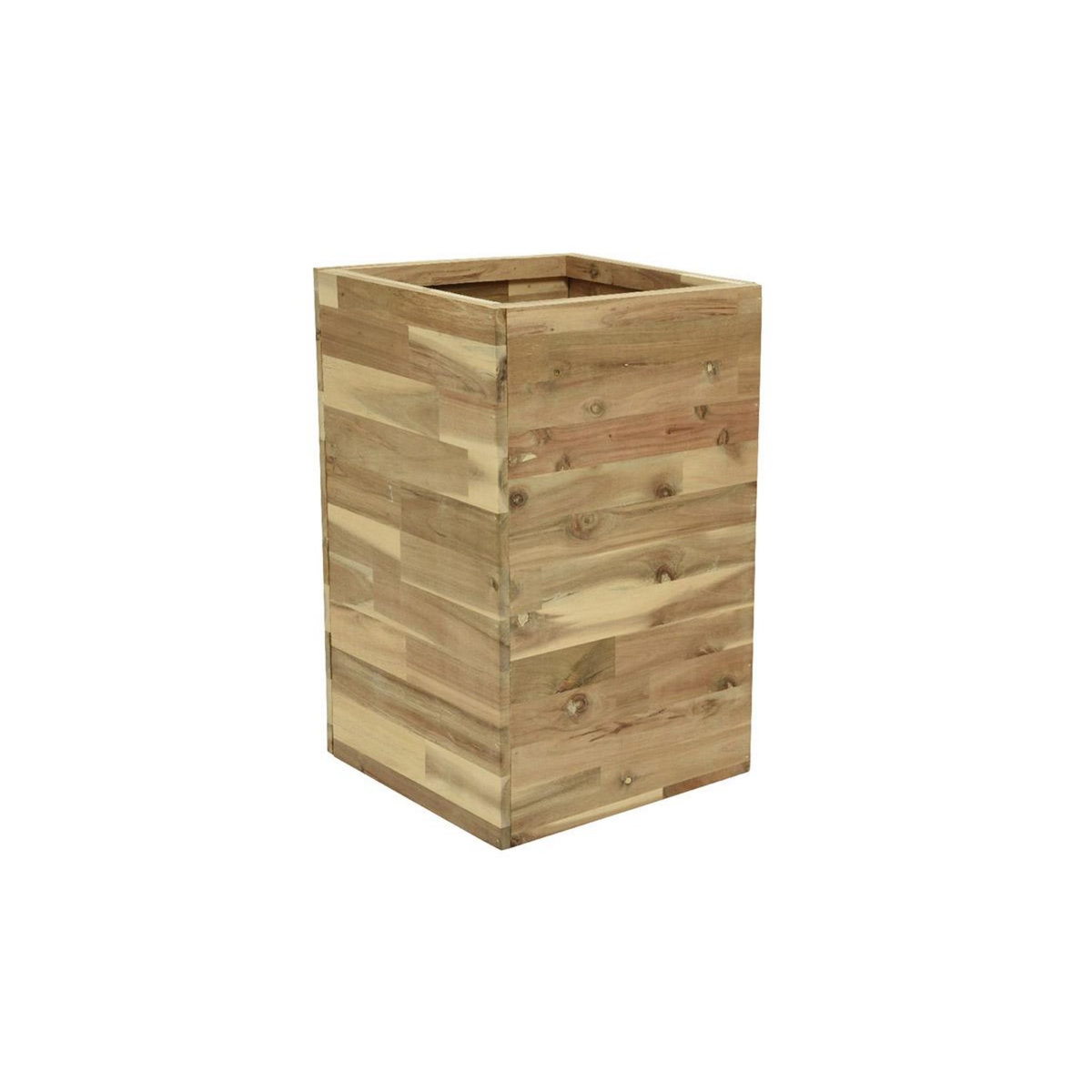 JARDIDECO Lot de deux cache-pots carrés en bois d'acacia - Jardideco