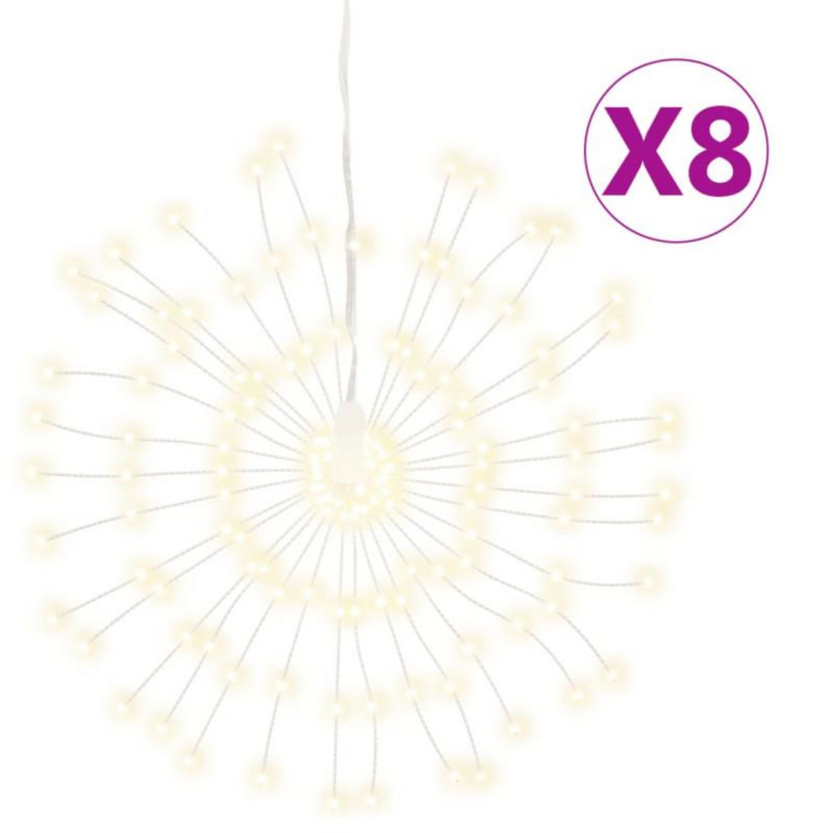 VIDAXL Étoile rayonnante de Noël 140 LED 8 pcs blanc chaud 17 cm