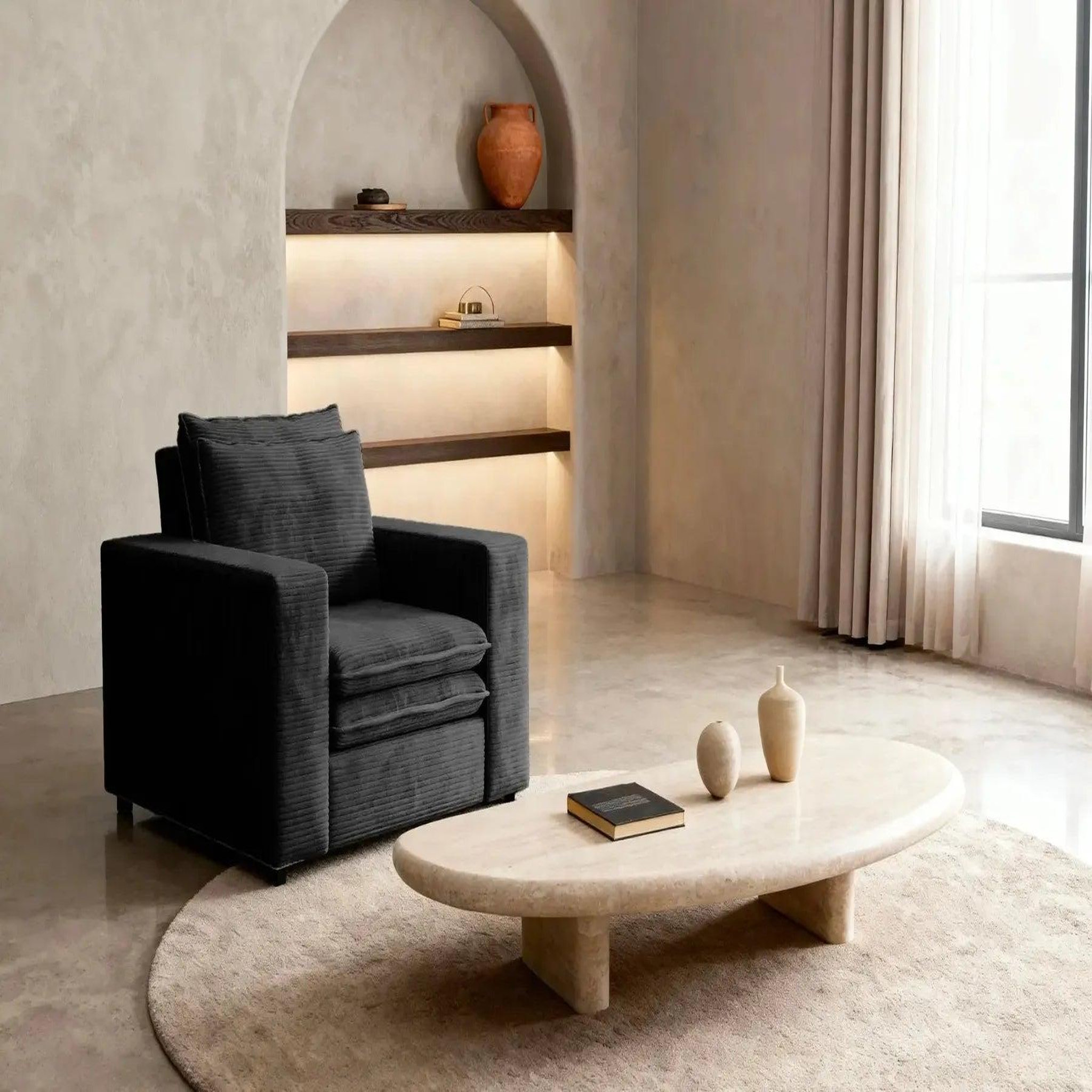 Voir la diapositive 4 : CASANOVA PARIS Oscar - fauteuil en velours côtelé