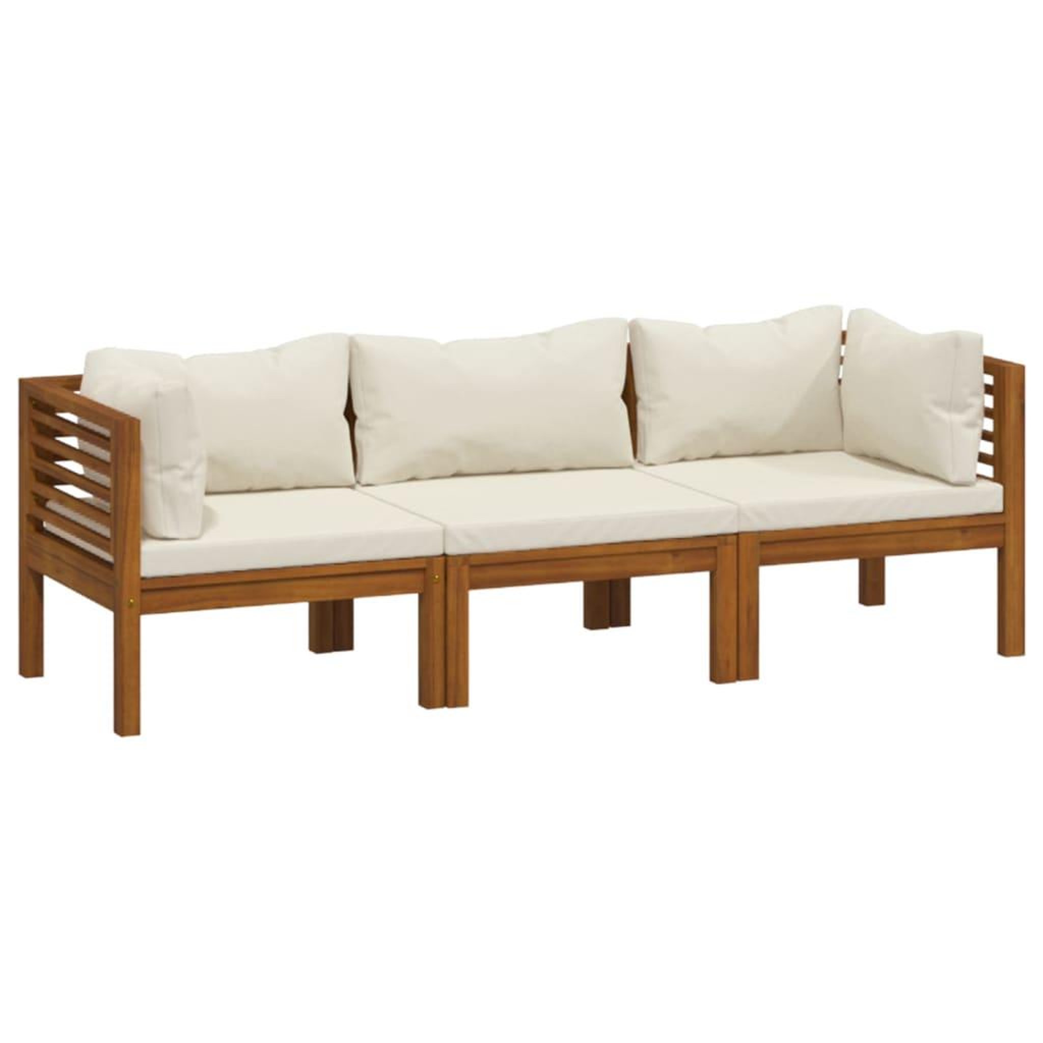 Voir la diapositive 2 : VIDAXL Canape de jardin 3 places et coussin creme Bois d'acacia massif