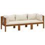 Voir la diapositive 2 : VIDAXL Canape de jardin 3 places et coussin creme Bois d'acacia massif