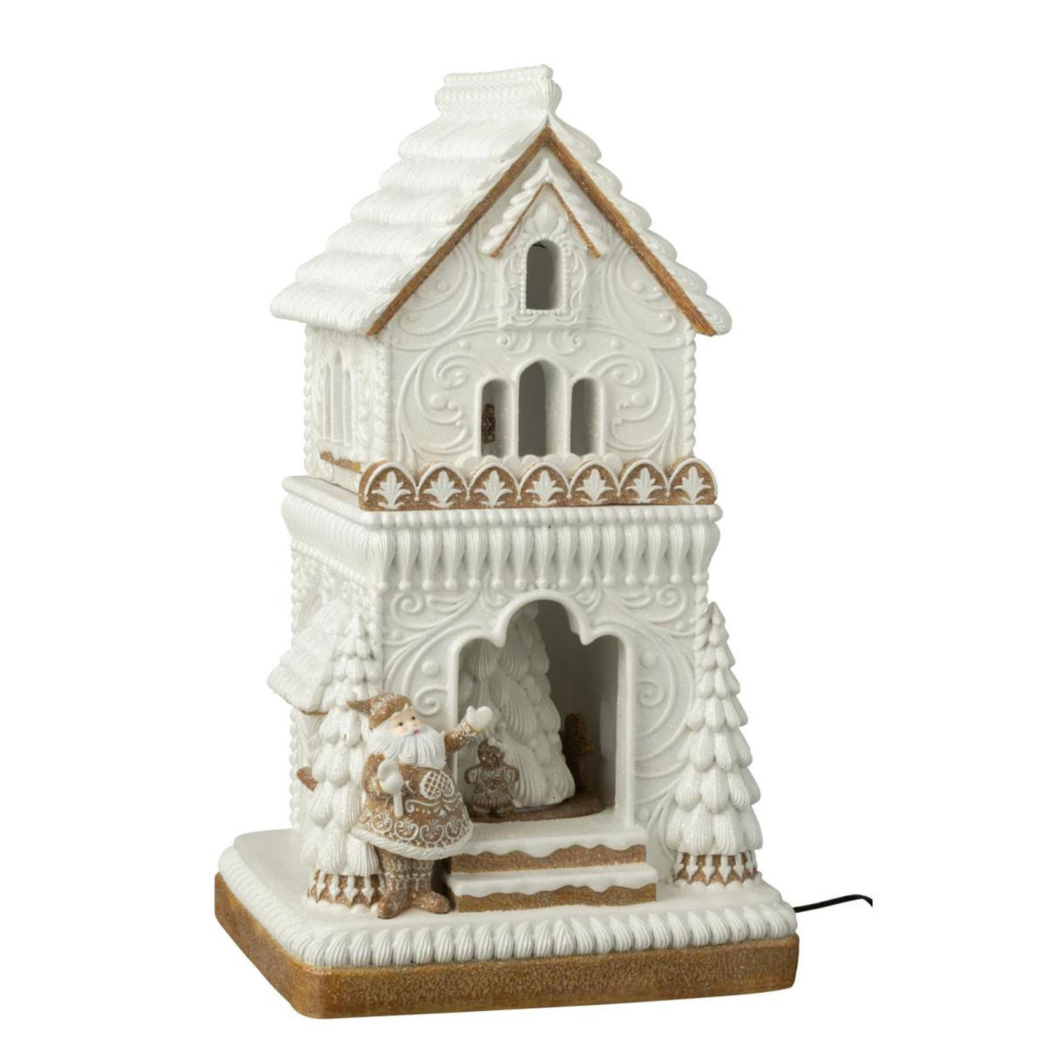 Voir la diapositive 2 : J-LINE Maison pain d'épice à led  winter glow  46cm beige