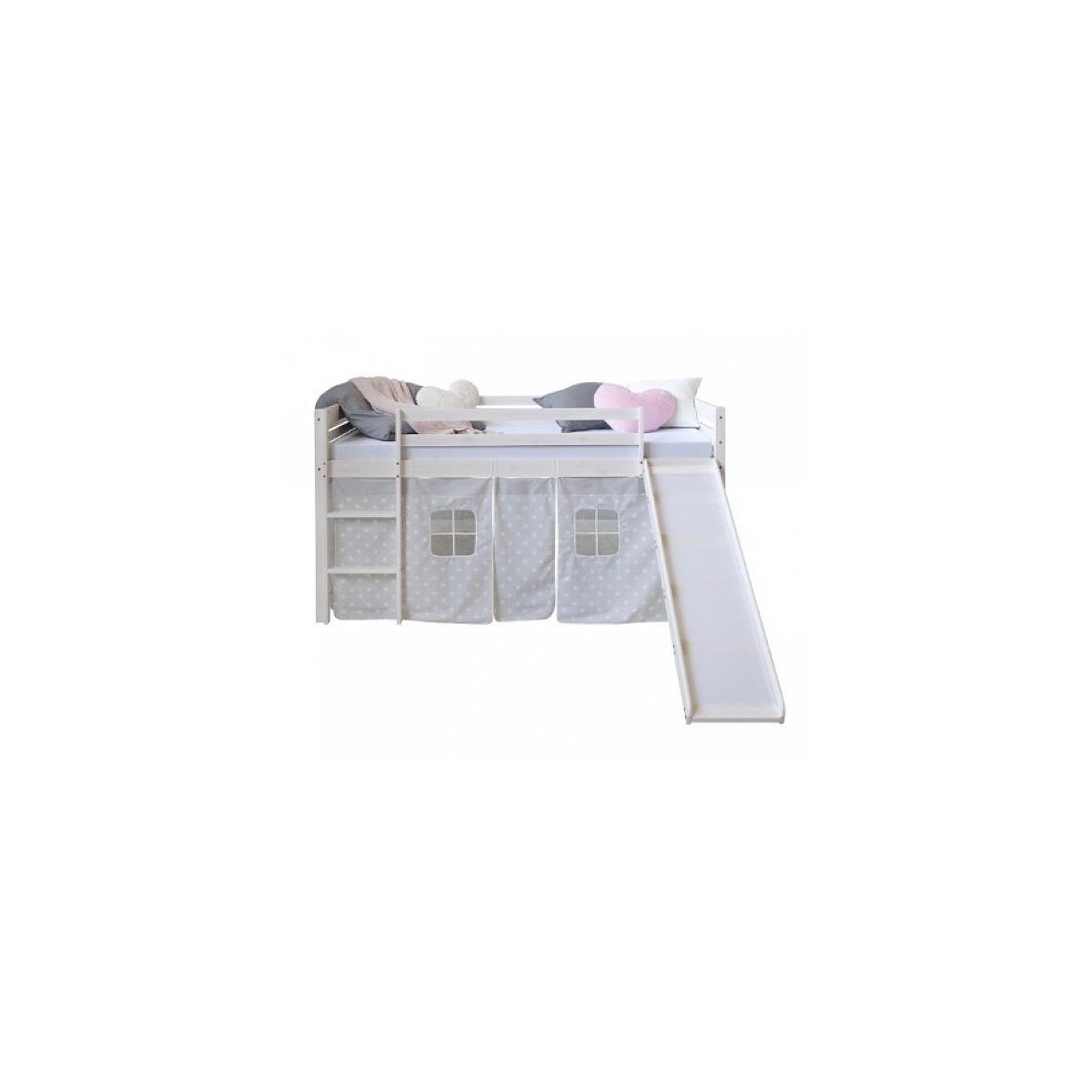 HomeStyle4U Lit mezzanine 90x200 avec toboggan et echelle et Rideau etoiles
