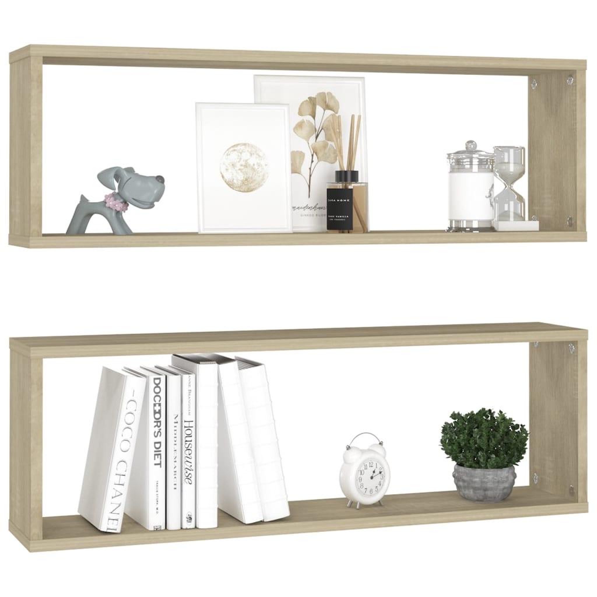 Voir la diapositive 3 : VIDAXL Etageres cube murales 2 pcs chene sonoma bois d'ingenierie