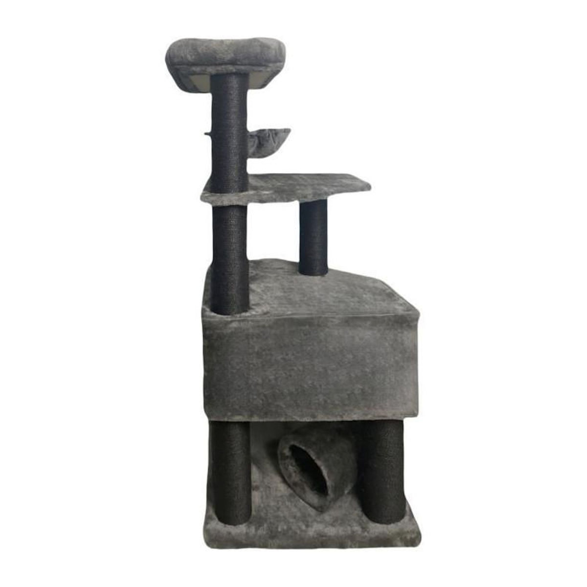 GENERIQUE GUILY Arbre a chat gris foncé- 50 x 50 x 141 cm - Gris foncé - 2 plateformes, 1 perchoir, 1 cabane, 1 rampe, 1 tunnel