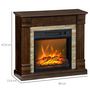 Voir la diapositive 3 : HOMCOM Cheminée électrique 1800W design ranch effet bois foncé et pierre parement télécommande